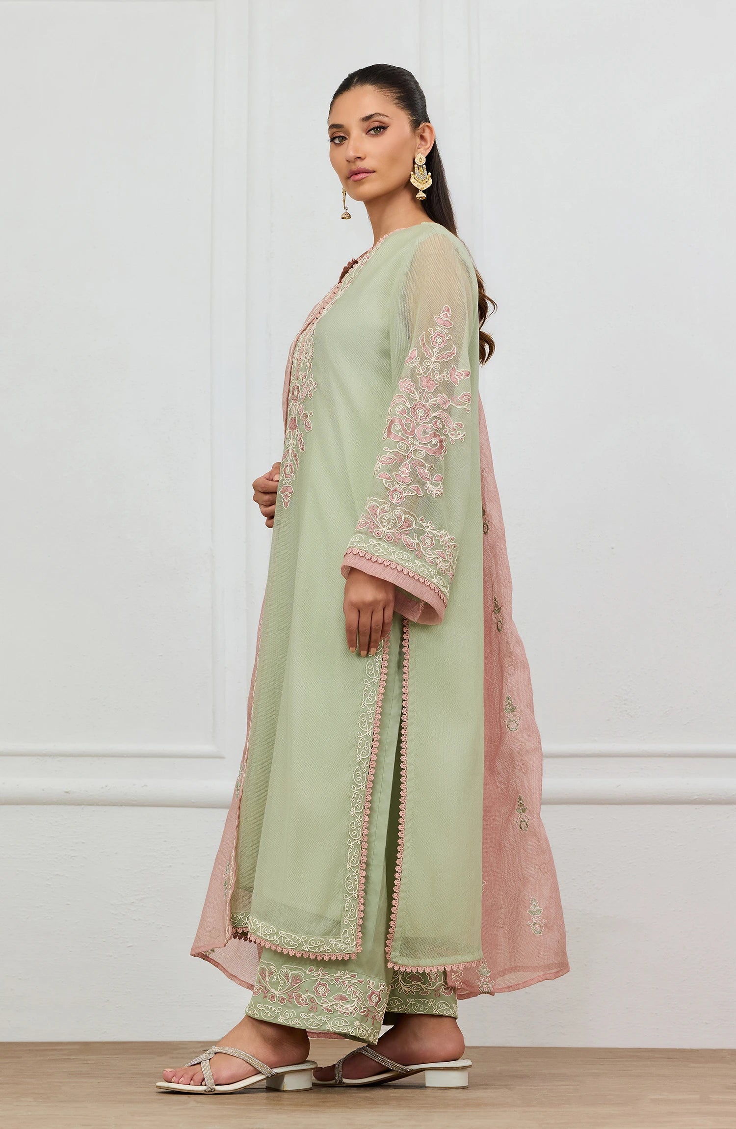 Stitched | 3 Piece | Embroidered | Khaddi Net Shirt | WRFC25S-3032/S GREEN