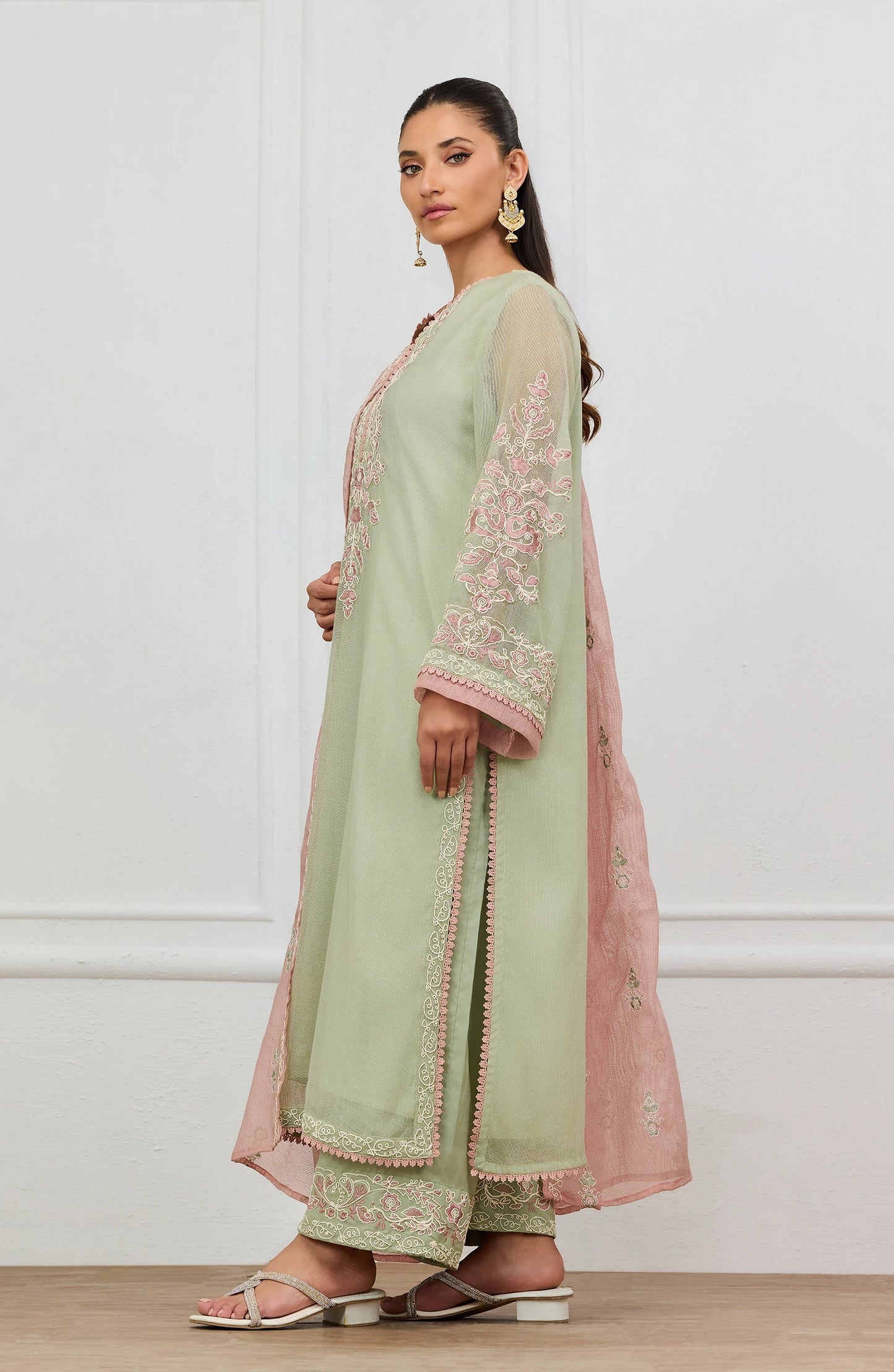 Stitched | 3 Piece | Embroidered | Khaddi Net Shirt | WRFC25S-3032/S GREEN