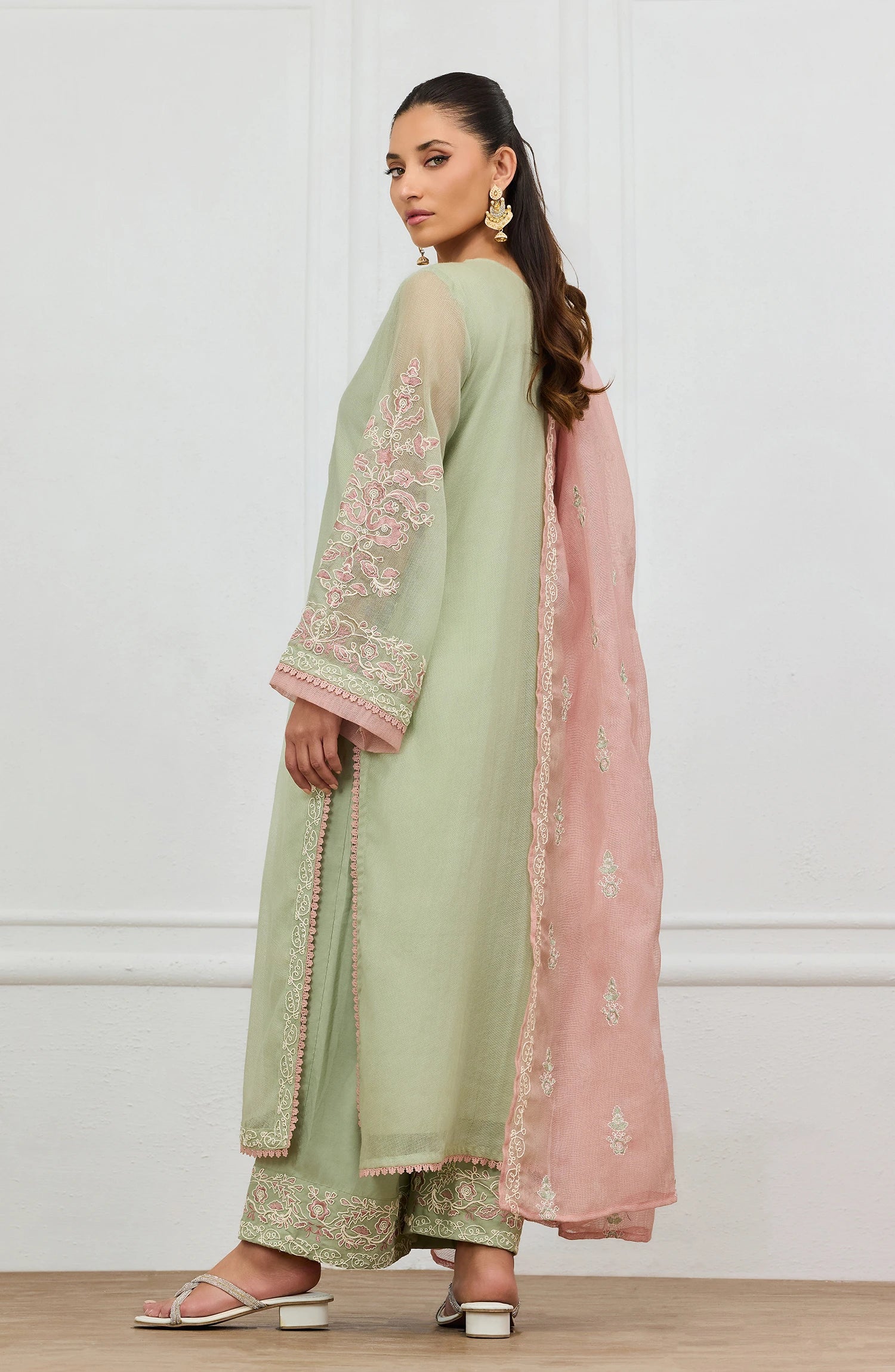 Stitched | 3 Piece | Embroidered | Khaddi Net Shirt | WRFC25S-3032/S GREEN