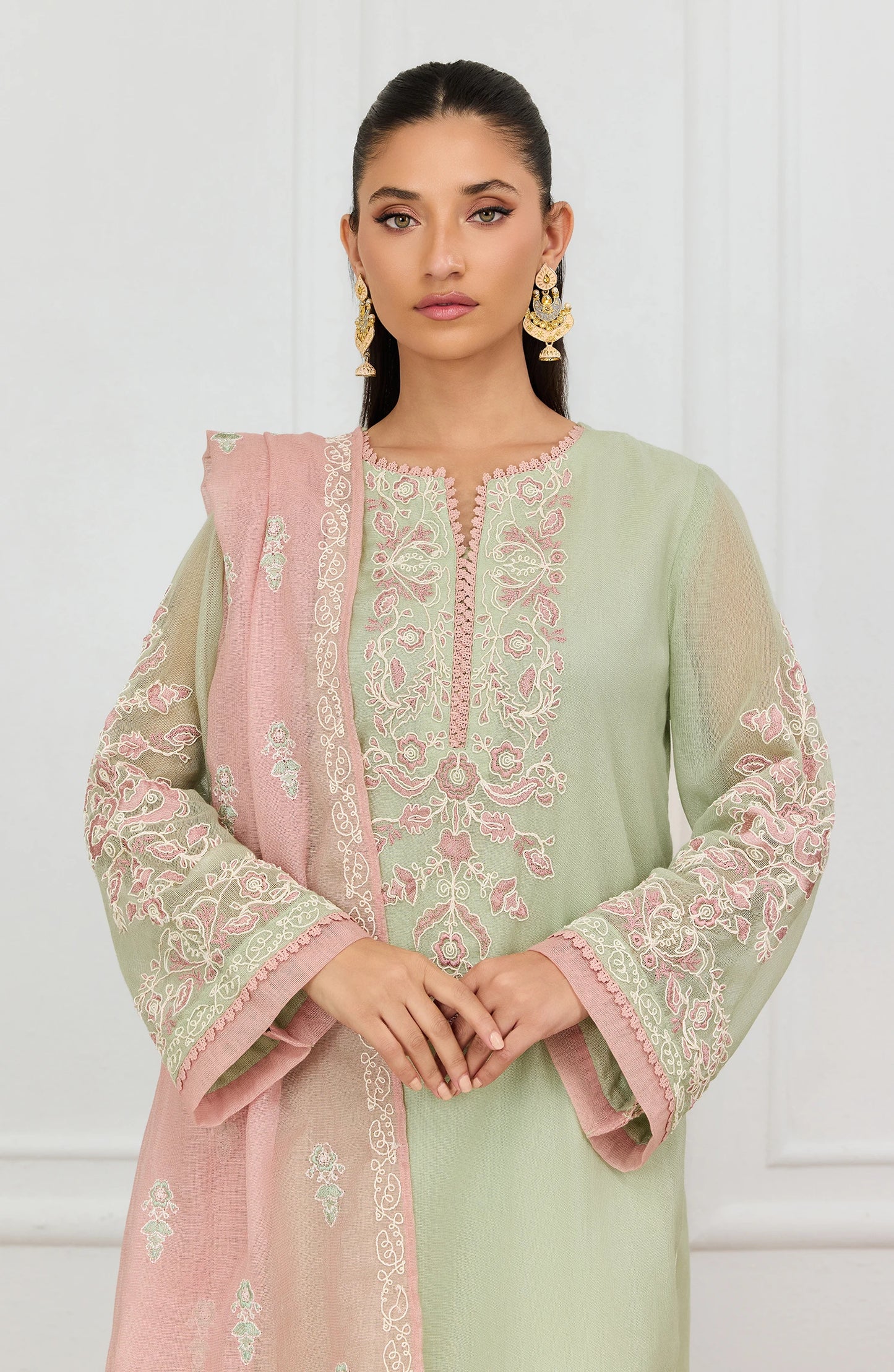 Stitched | 3 Piece | Embroidered | Khaddi Net Shirt | WRFC25S-3032/S GREEN