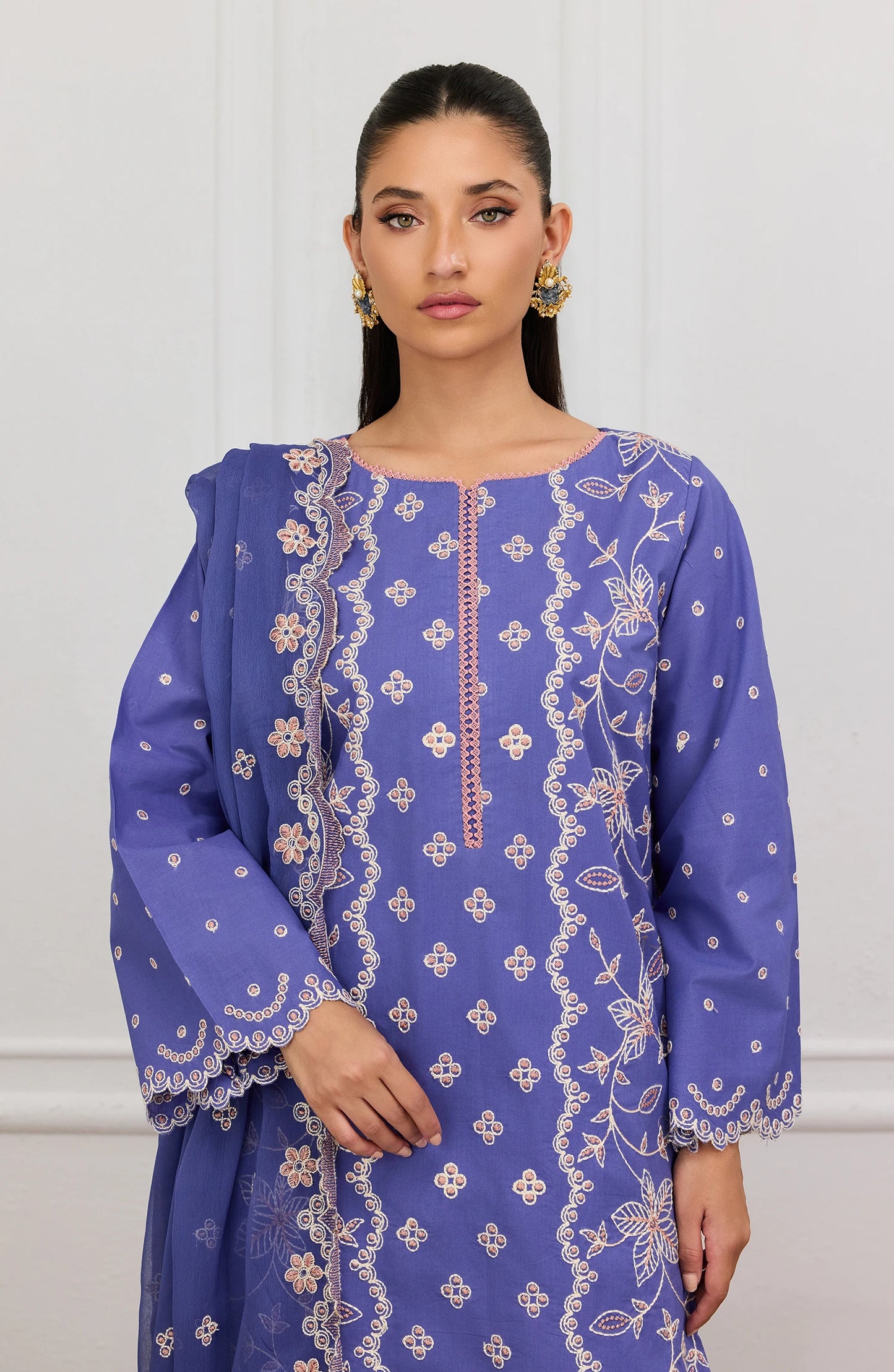 Unstitched | 3 Piece | Embroidered | CHEKINKARI Shirt | WRFC25S-3029/U BLUE