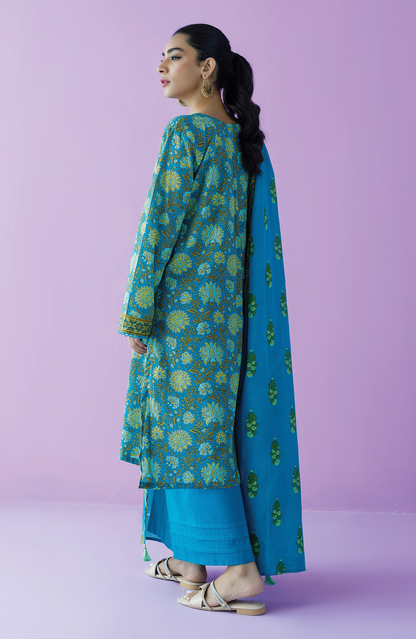 OTL-23-151/U TEAL LAWN  UNSTITCHED SHIRT DUPATTA PANTS