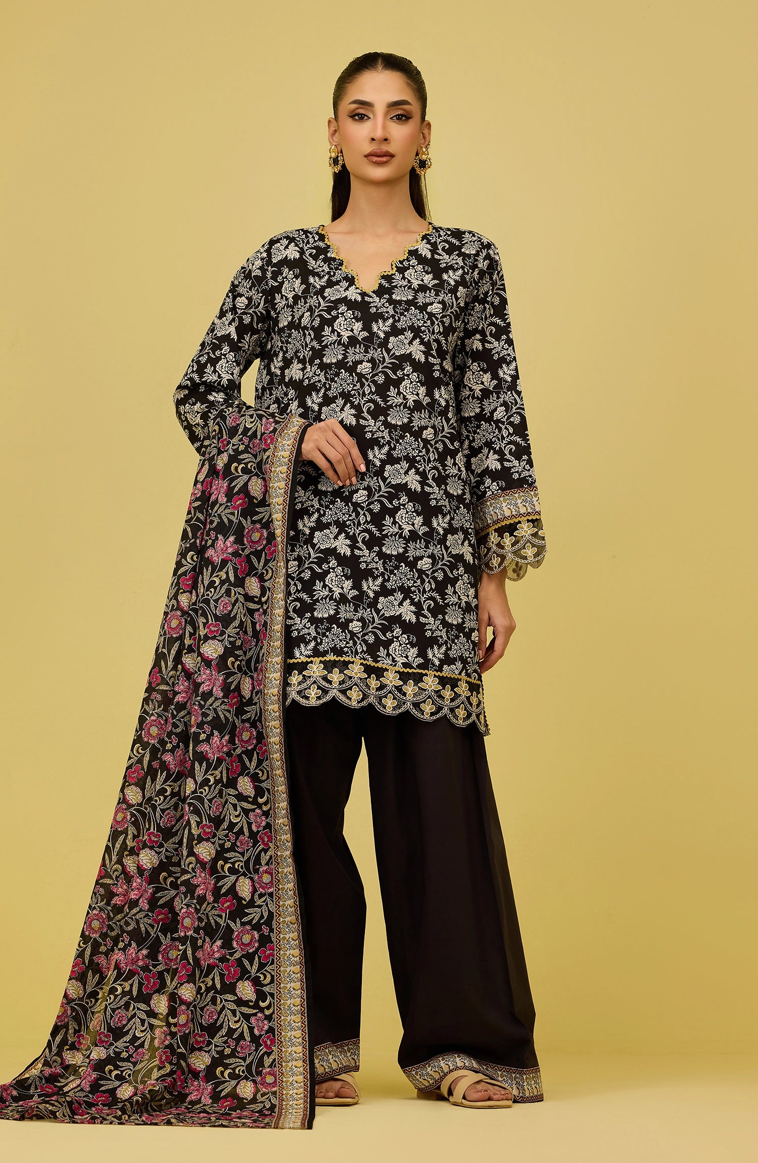 Unstitched | 3 Piece | Printed | Lawn Shirt | OTL-20606/U BLACK