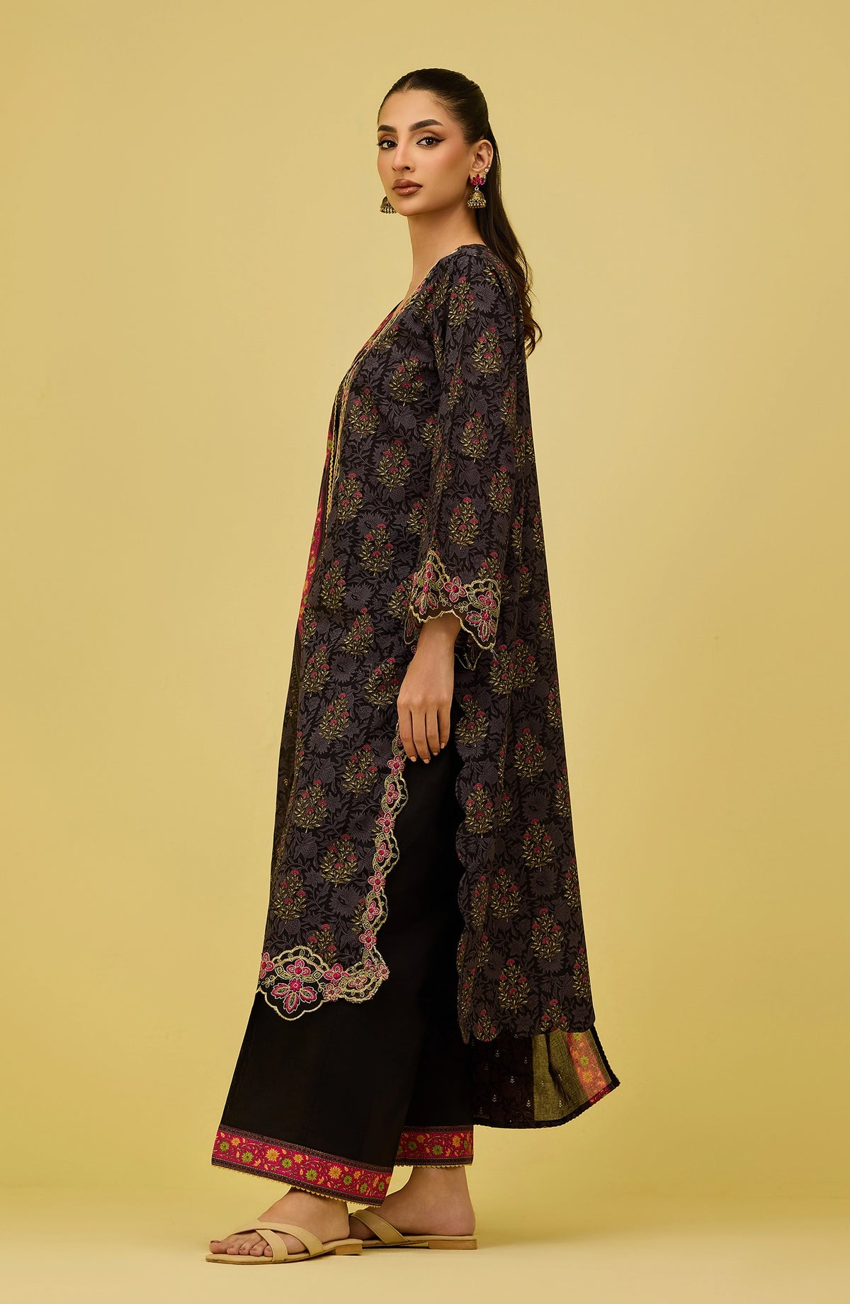 Unstitched | 3 Piece | Printed Embroidered | Lawn Shirt | OTL-20736/U BLACK | SEA YA LATTER