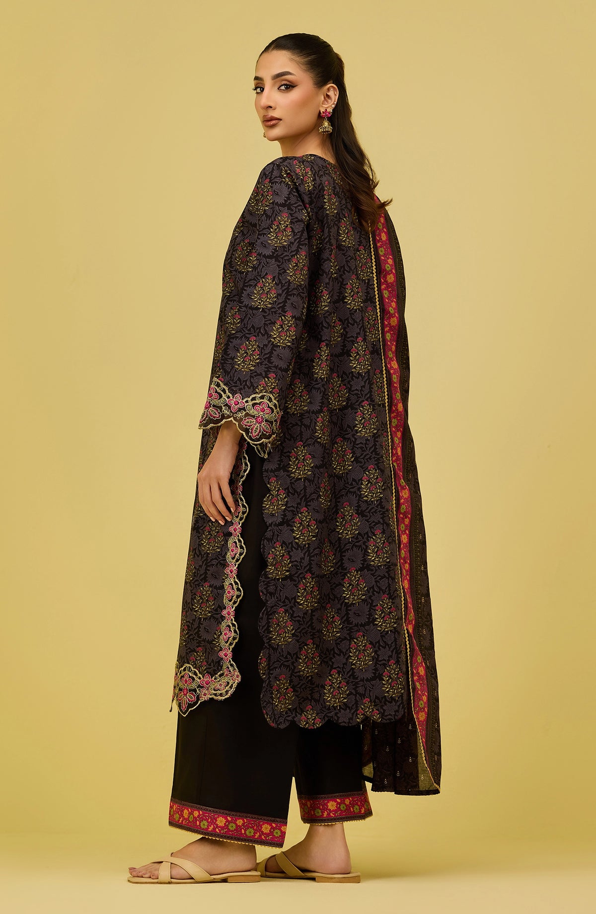 Unstitched | 3 Piece | Printed Embroidered | Lawn Shirt | OTL-20736/U BLACK | SEA YA LATTER