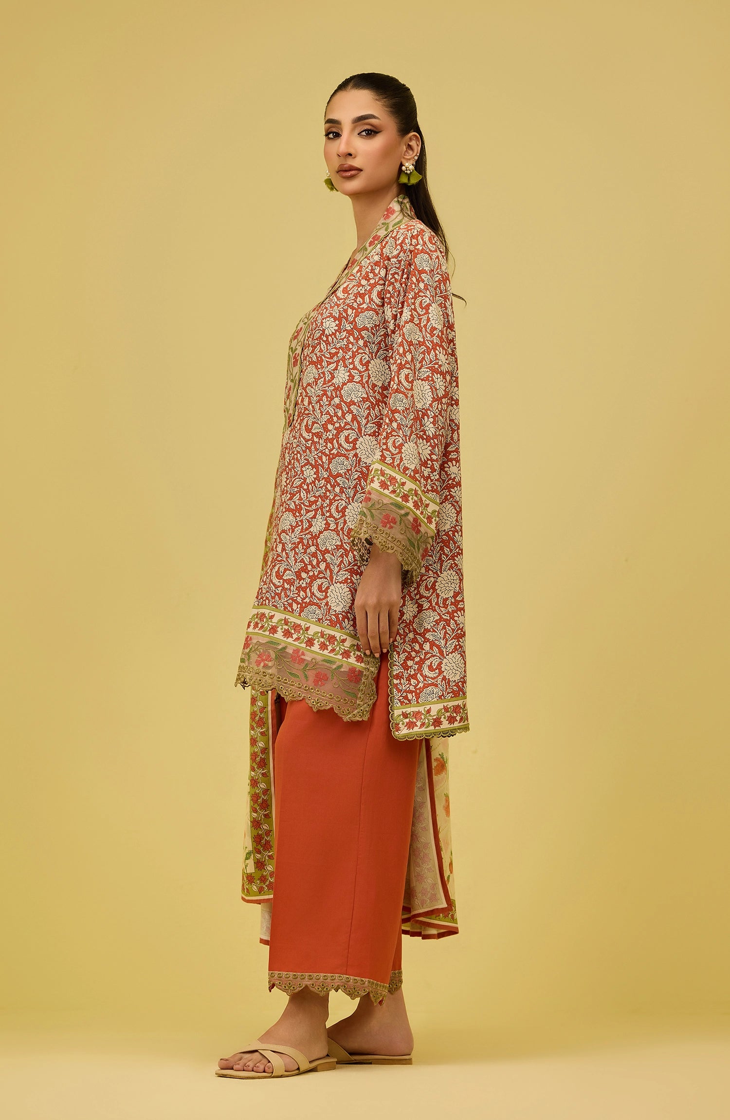 Unstitched | 3 Piece | Printed Embroidered | Cottel Viscose Shirt | OTL-21156/U Orange | BUZZING BEES