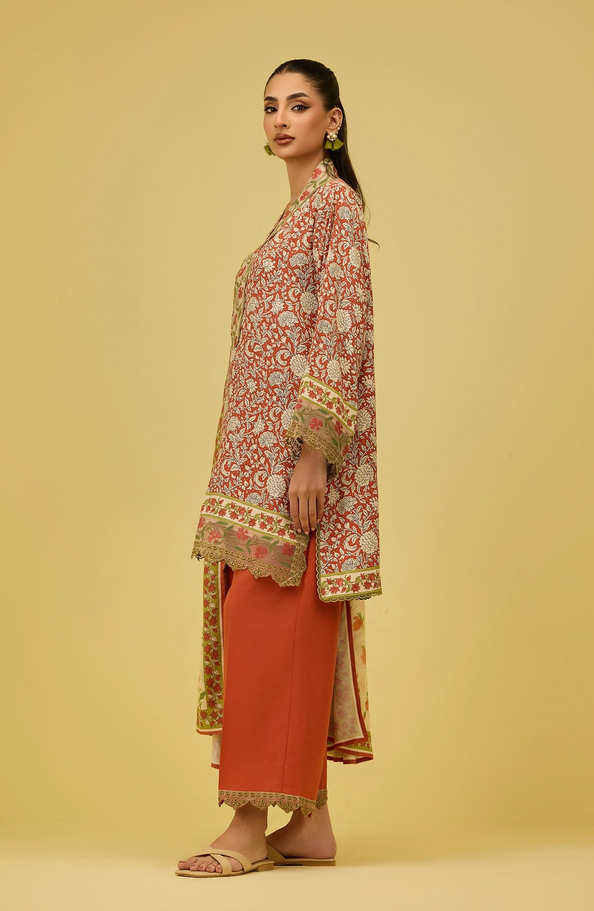 Unstitched | 3 Piece | Printed Embroidered | Cottel Viscose Shirt | OTL-21156/U Orange | BUZZING BEES