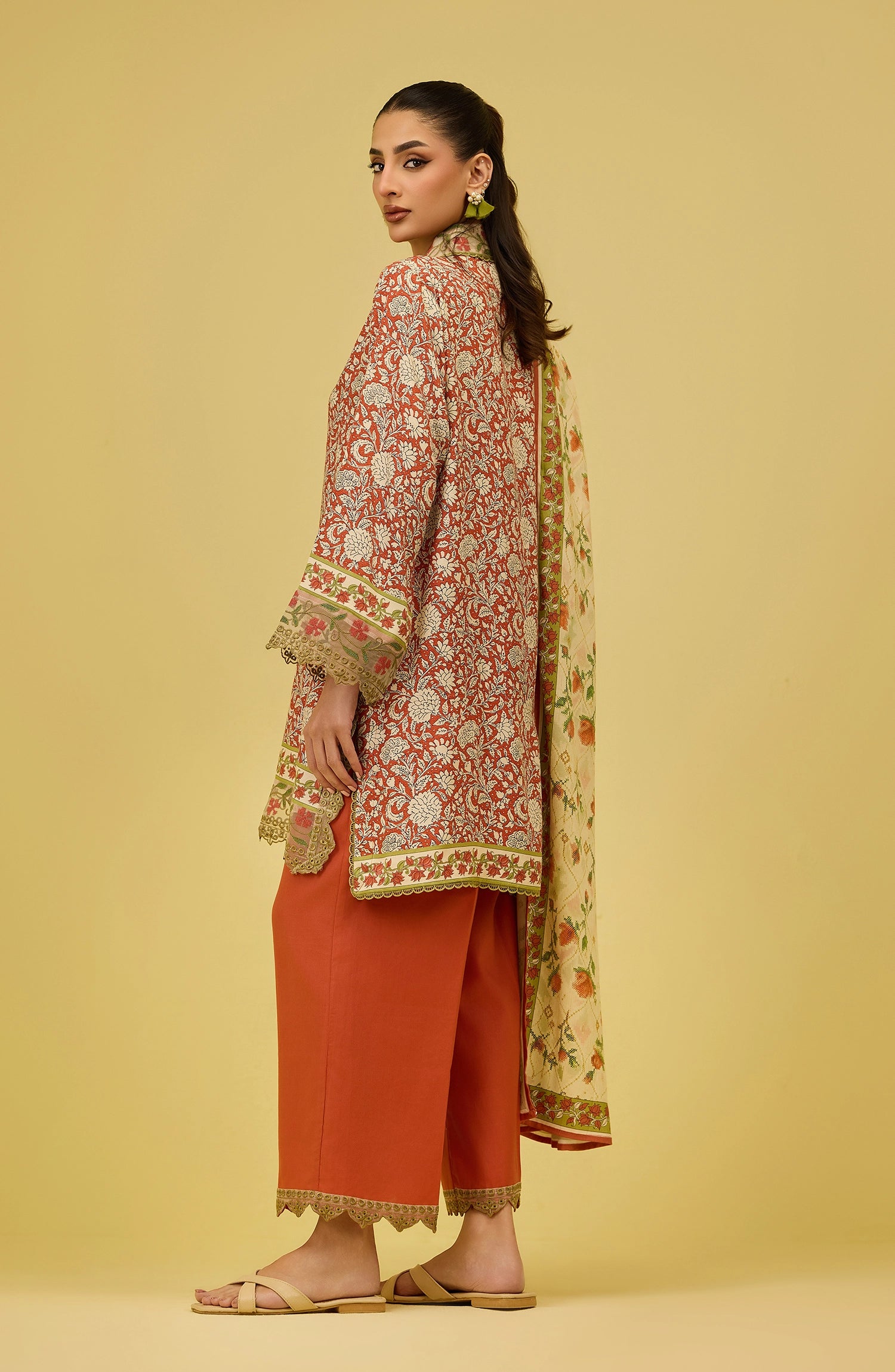 Unstitched | 3 Piece | Printed Embroidered | Cottel Viscose Shirt | OTL-21156/U Orange | BUZZING BEES