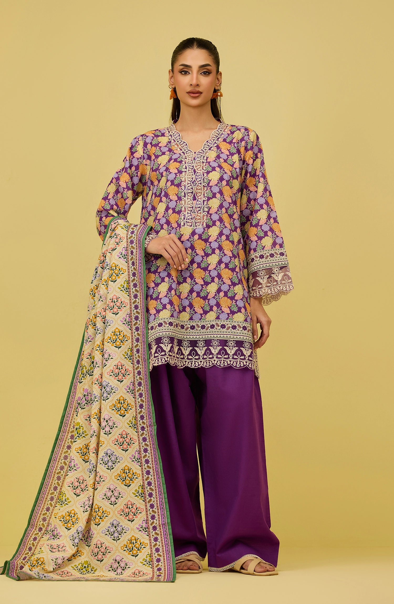 Unstitched | 3 Piece | Printed Embroidered | Khaddar Shirt | OTL-20826/U PURPLE | RASPBERRY