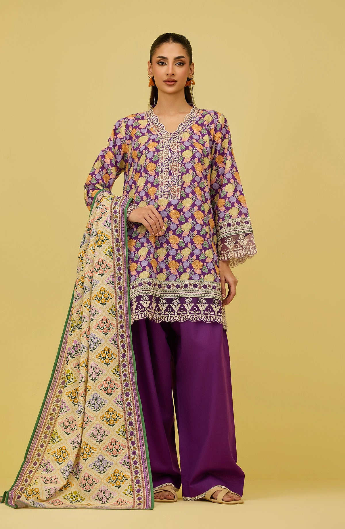 Unstitched | 3 Piece | Printed Embroidered | Khaddar Shirt | OTL-20826/U PURPLE | RASPBERRY