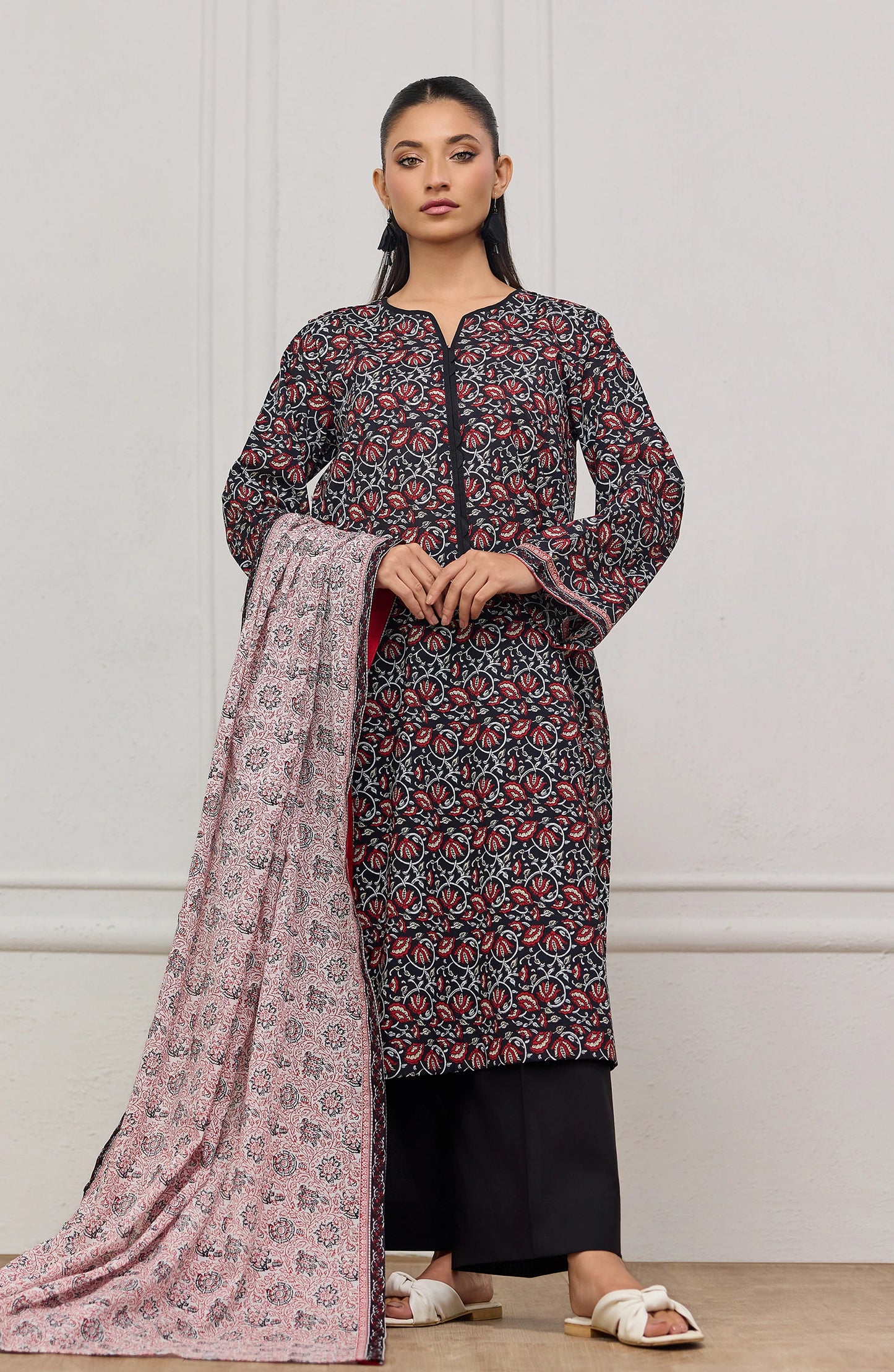 Stitched | 3 Piece | Printed | Lawn Shirt | OTL-20595/S BLACK
