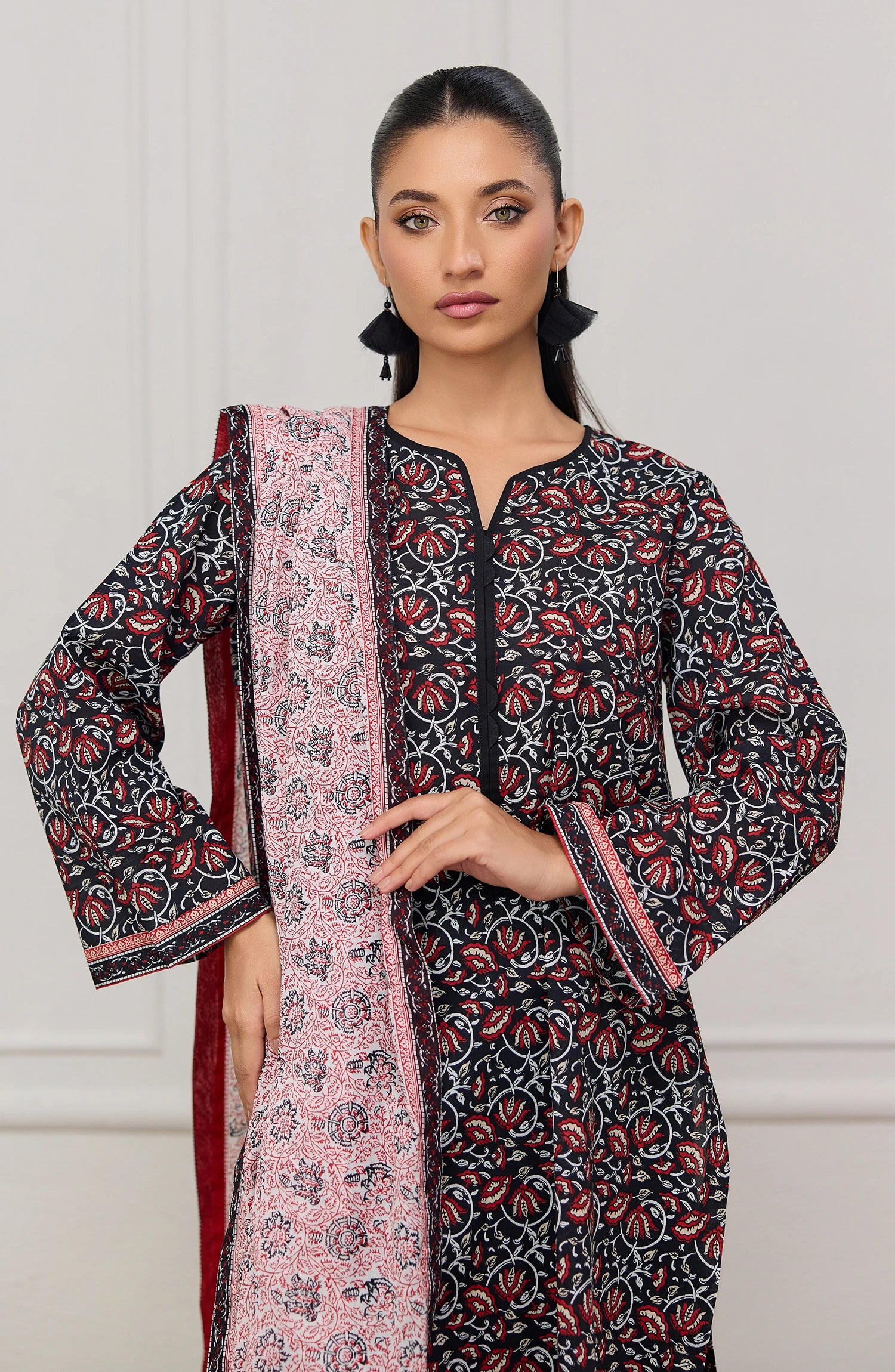 Stitched | 3 Piece | Printed | Lawn Shirt | OTL-20595/S BLACK