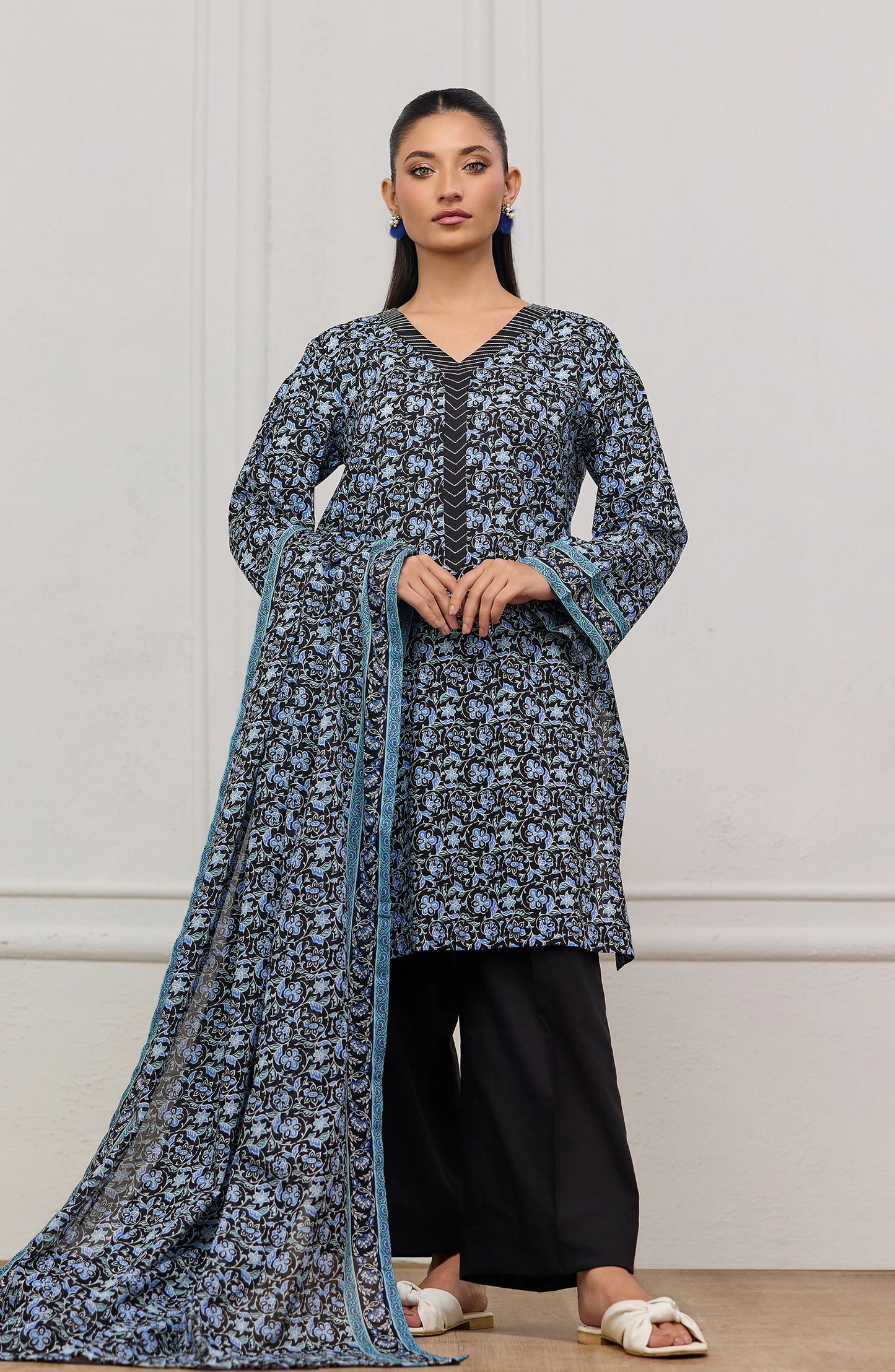 Unstitched | 3 Piece | Printed | Lawn Shirt | OTL-20665/U BLACK