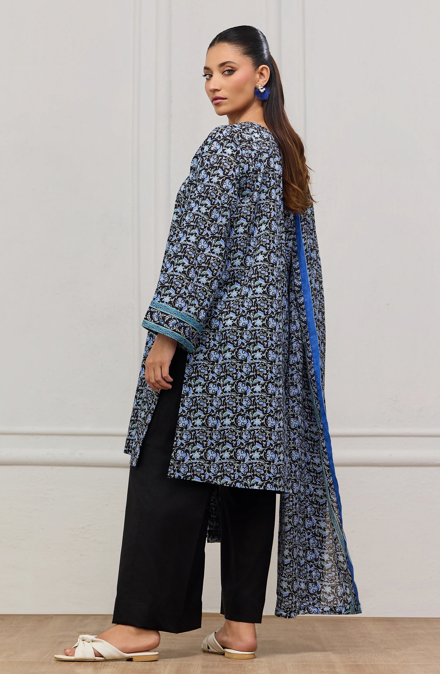 Unstitched | 3 Piece | Printed | Lawn Shirt | OTL-20665/U BLACK