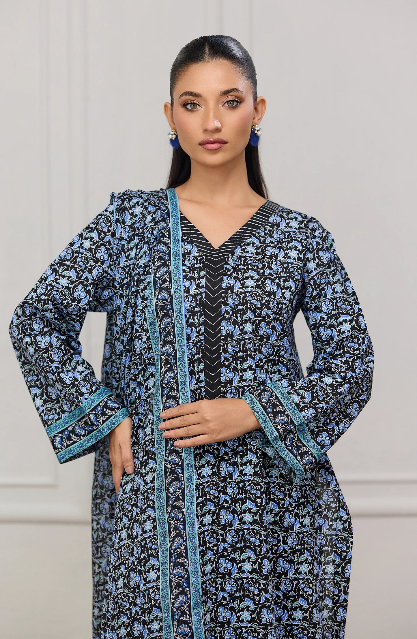 Stitched | 3 Piece | Printed | Lawn Shirt | OTL-20665/S BLACK