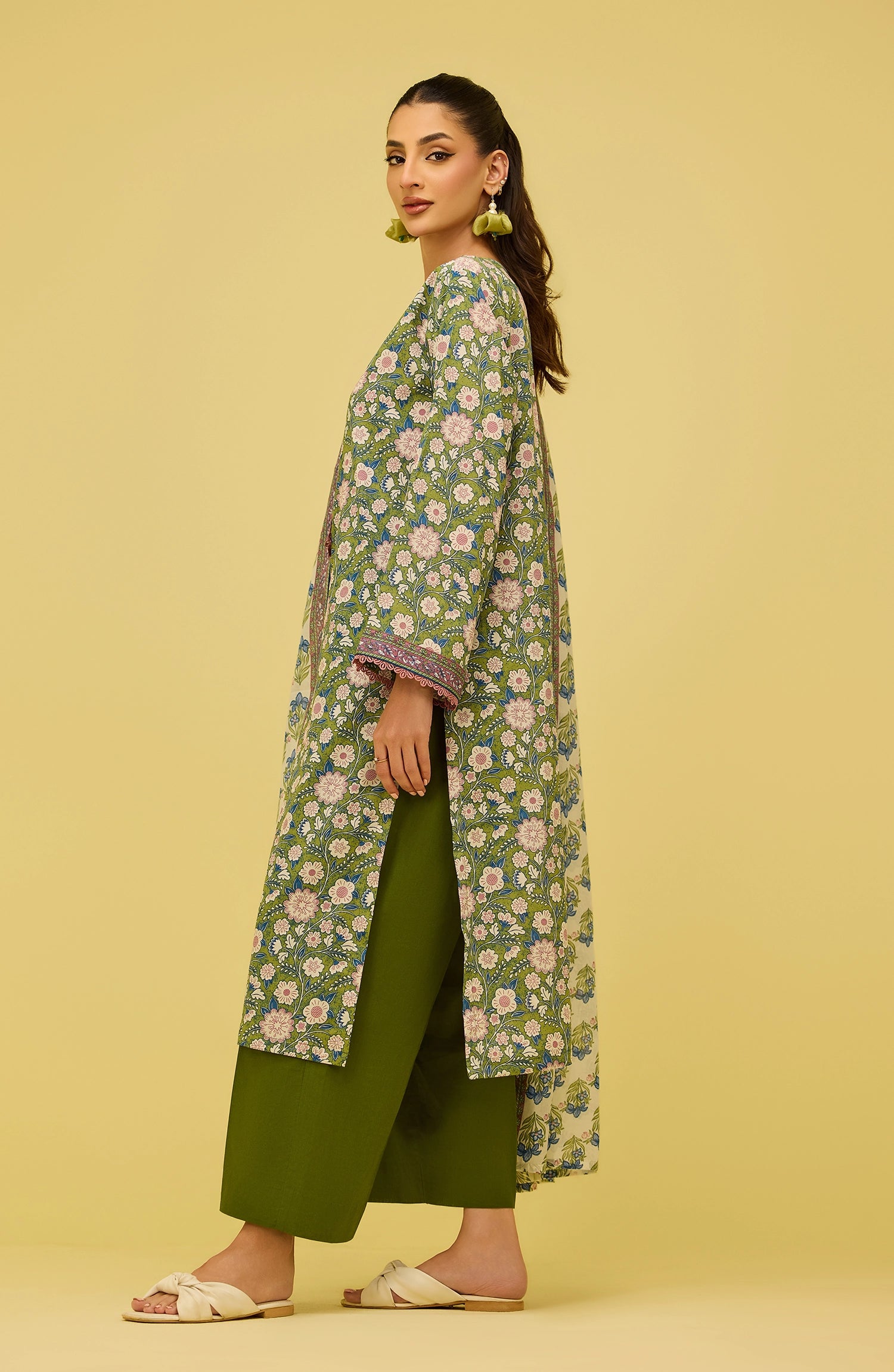 Unstitched | 3 Piece | Printed | Lawn Shirt | OTL-20976/U GREEN LIZZI
