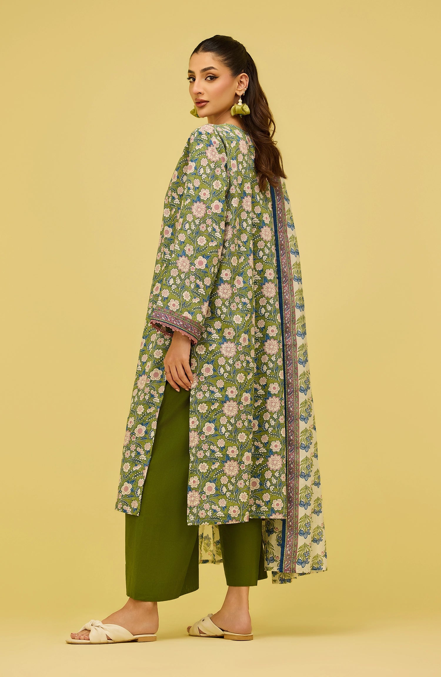 Unstitched | 3 Piece | Printed | Lawn Shirt | OTL-20976/U GREEN LIZZI