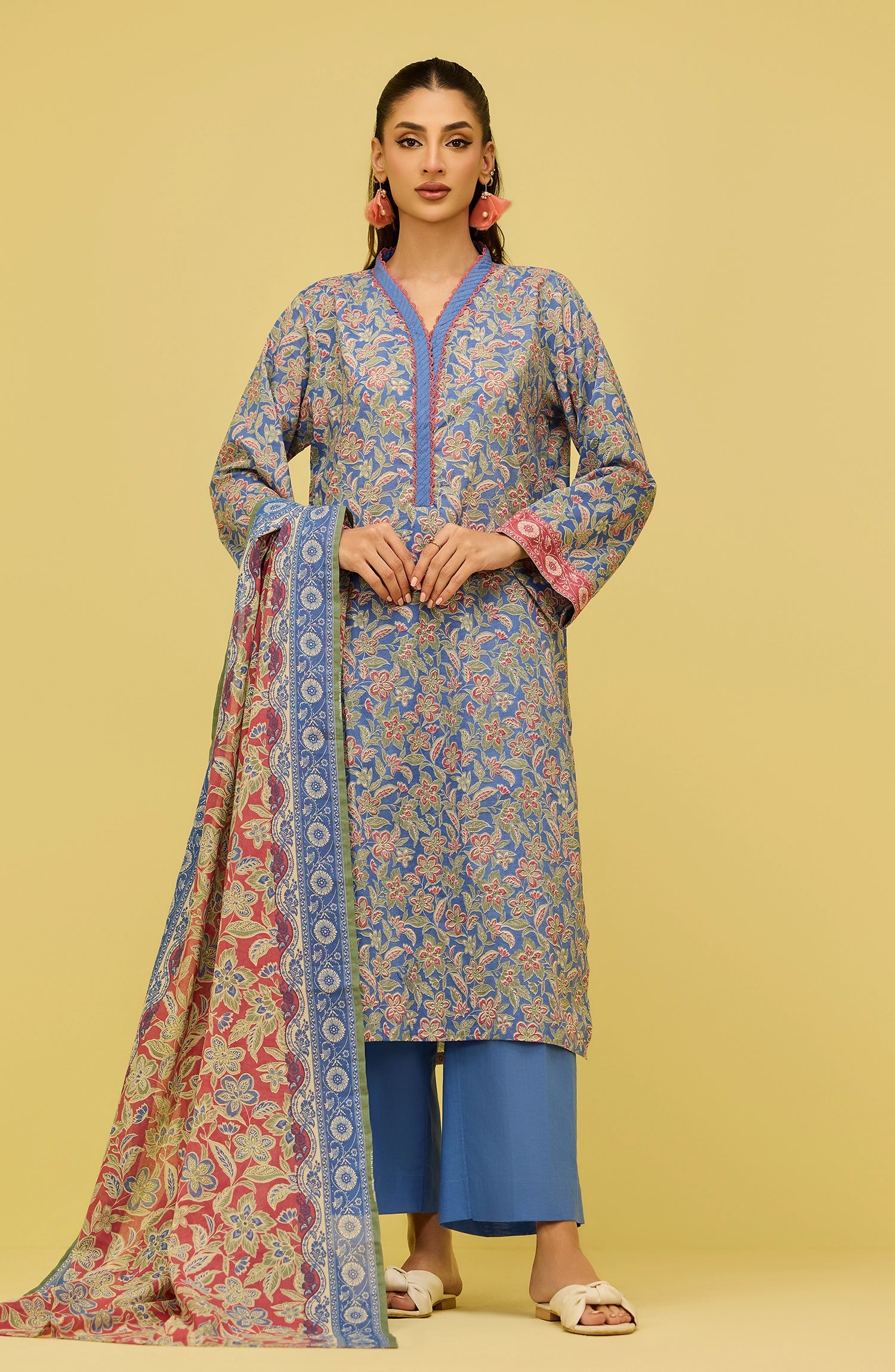 Unstitched | 3 Piece | Printed | Lawn Shirt | OTL-20886/U BLUE SUZANE