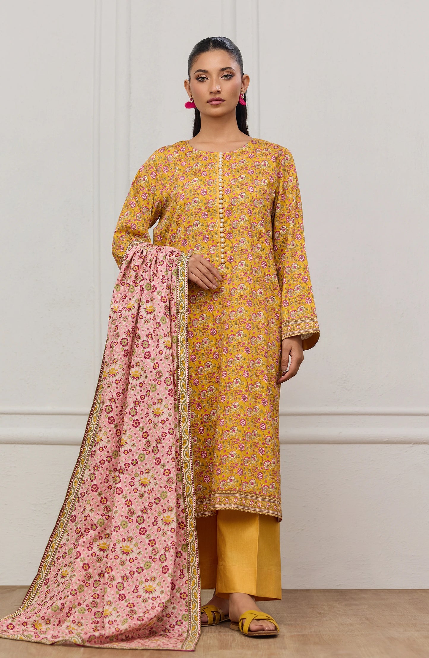 Unstitched | 3 Piece | Printed | Cottel Lawn Shirt | OTL-20945/U OCHRE