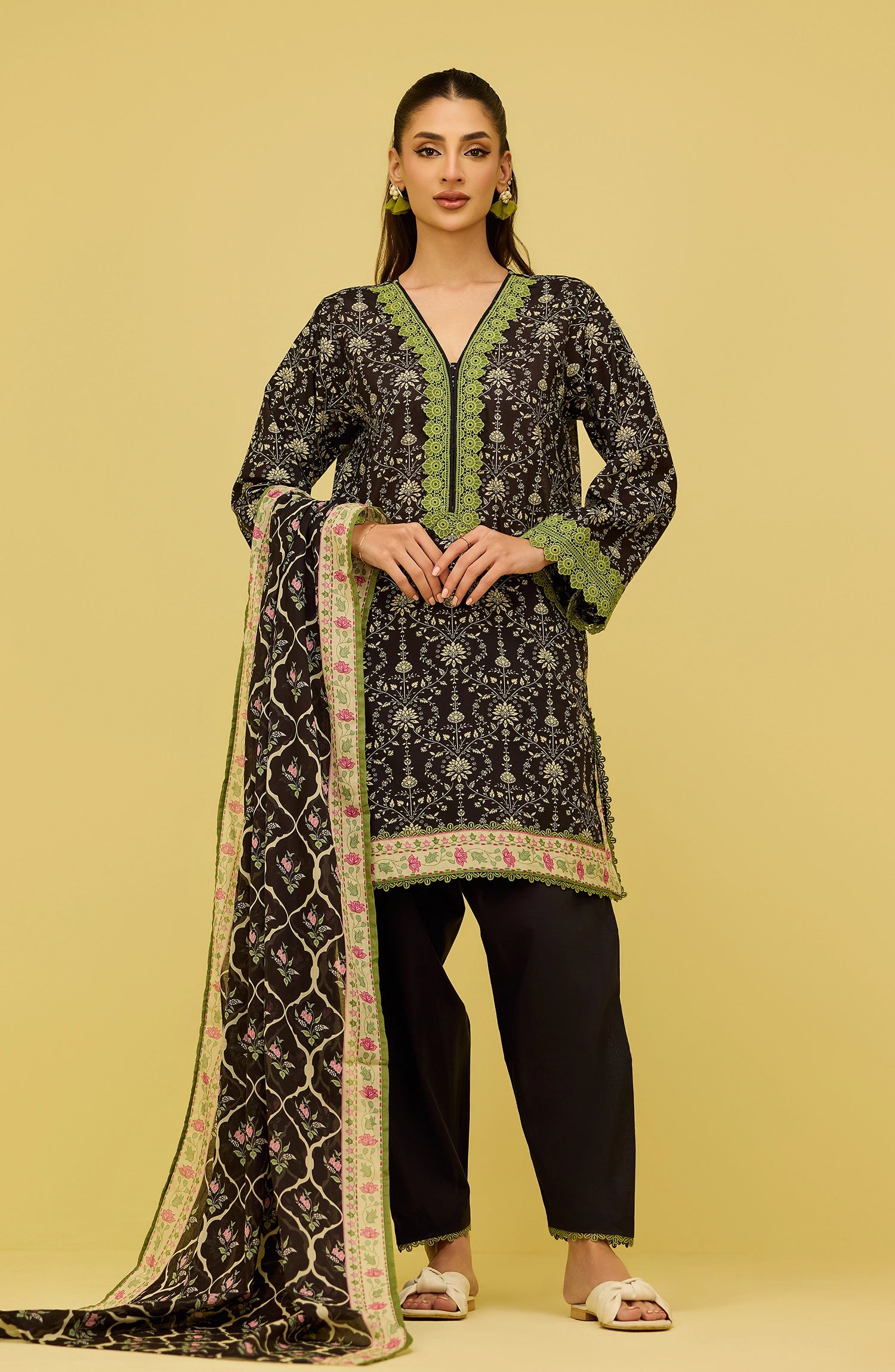 Unstitched | 3 Piece | Printed | Lawn Shirt | OTL-20986/U BLACK PILLOW TALK