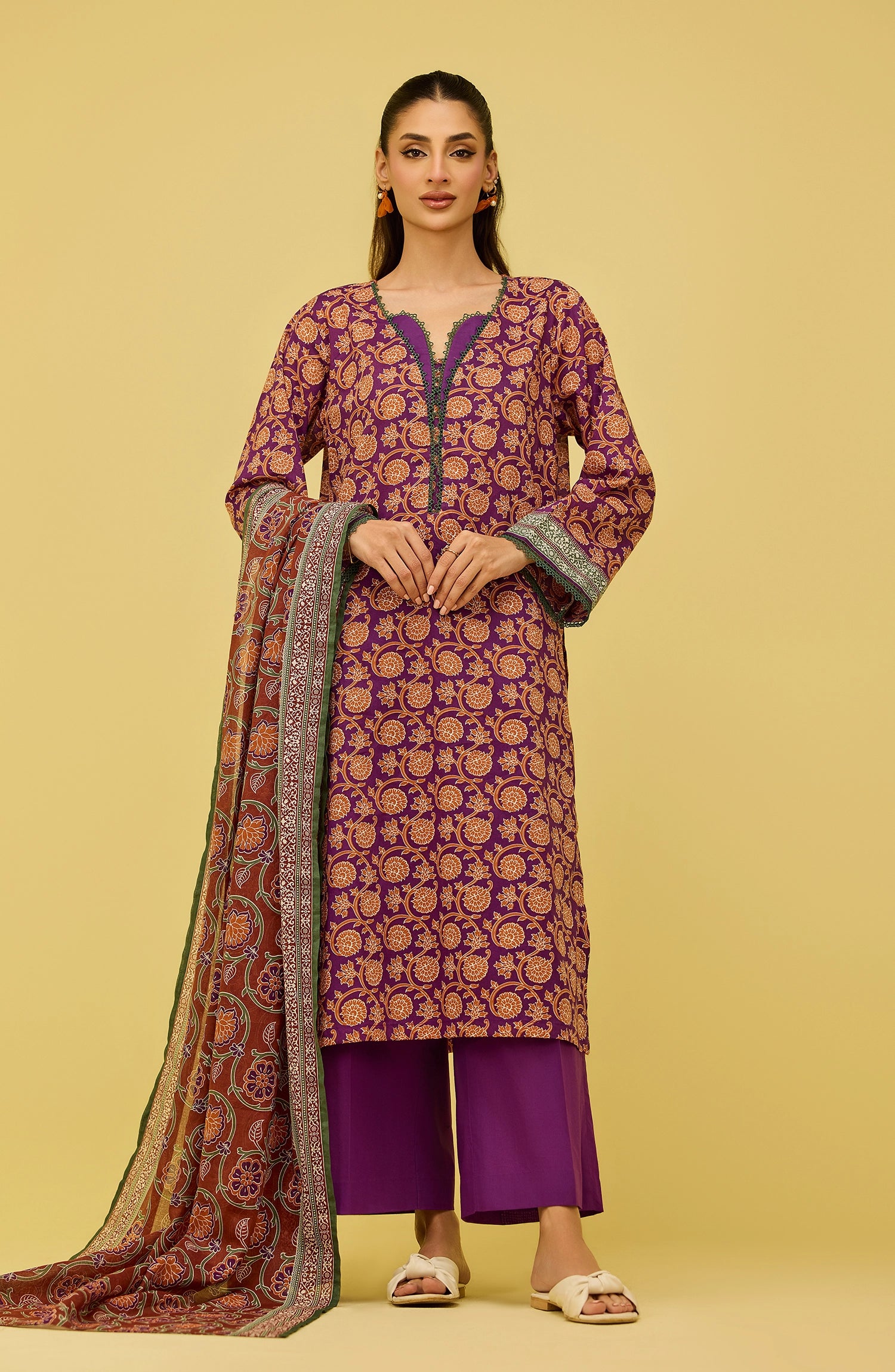 Unstitched | 3 Piece | Printed | Lawn Shirt | OTL-20996/U PURPLE HENRY