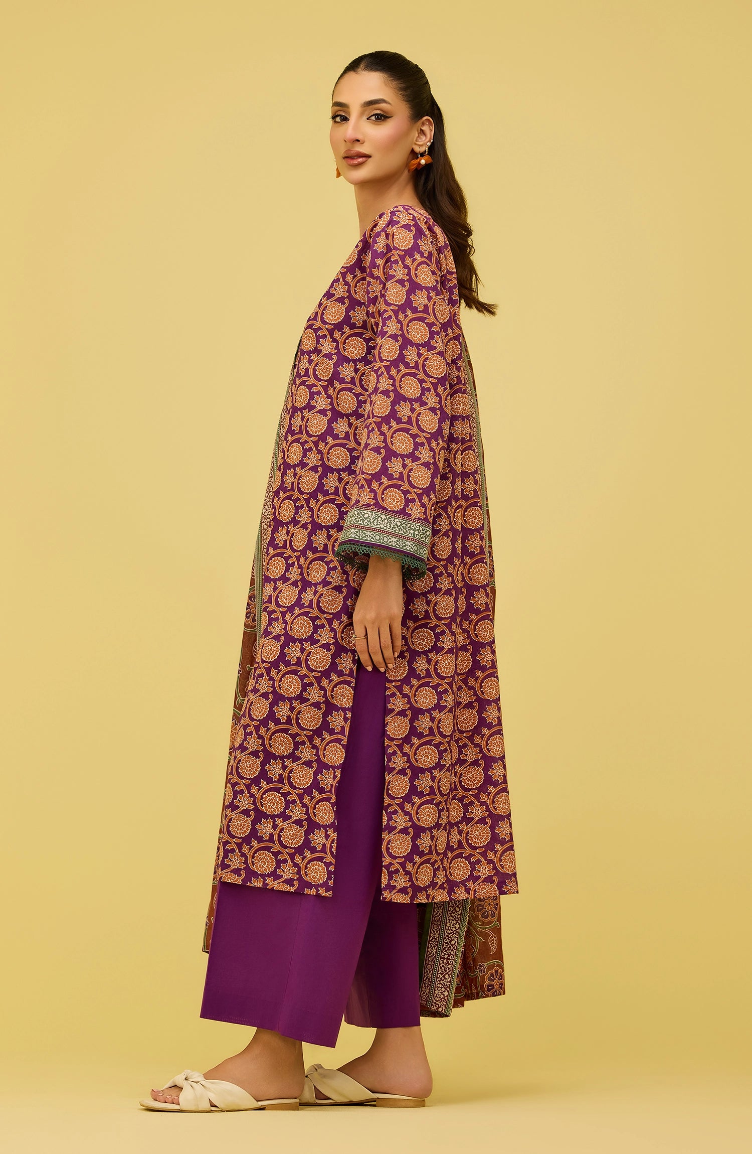 Unstitched | 3 Piece | Printed | Lawn Shirt | OTL-20996/U PURPLE HENRY