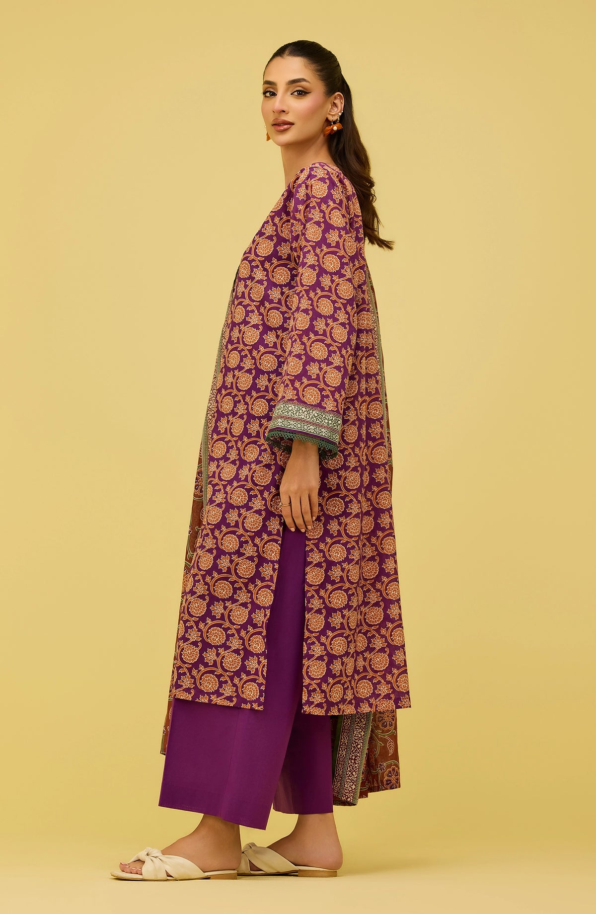 Unstitched | 3 Piece | Printed | Lawn Shirt | OTL-20996/U PURPLE HENRY