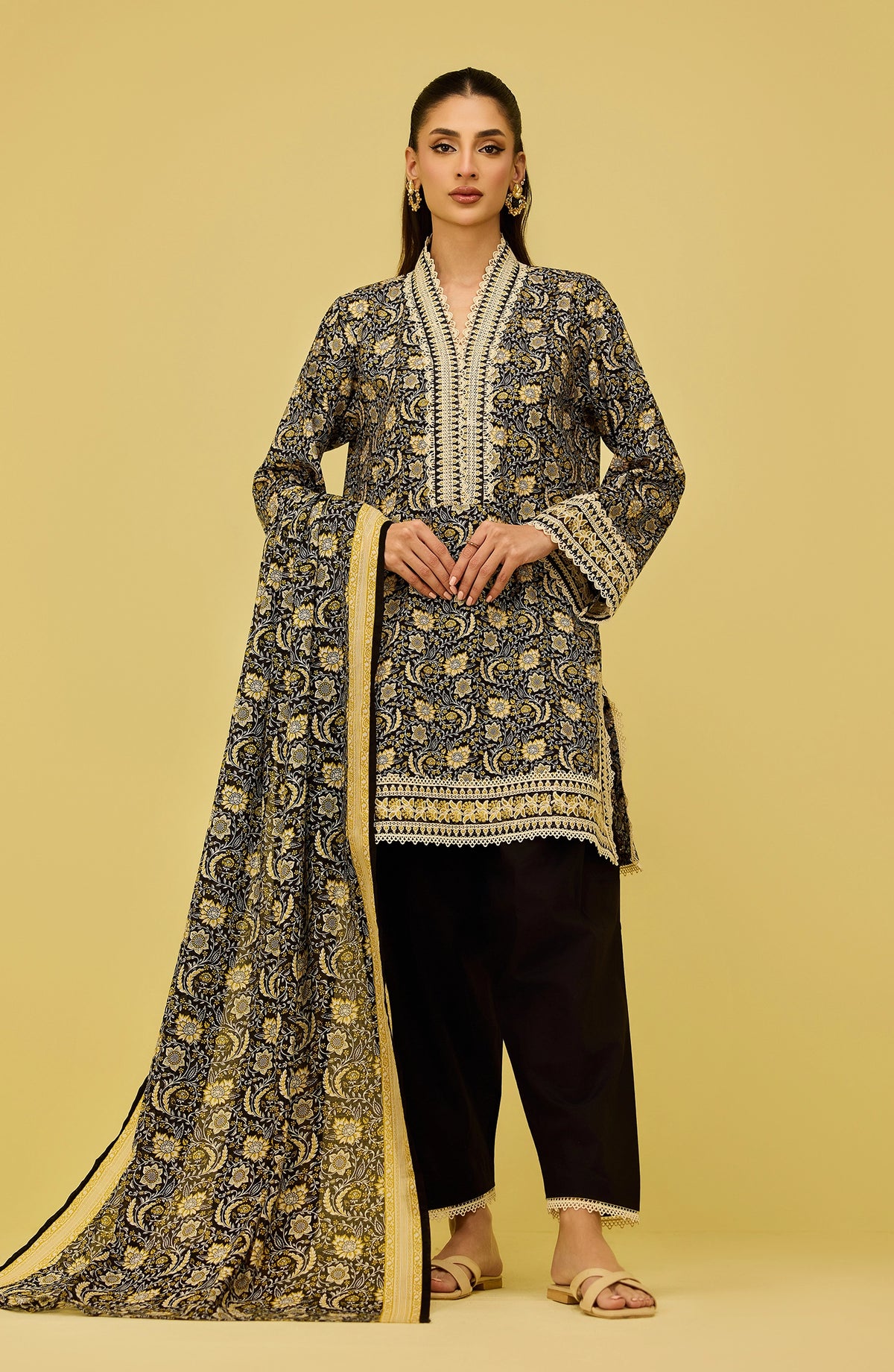 Unstitched | 3 Piece | Printed | Lawn Shirt | OTL-20536/U BLACK DARK NIGHT