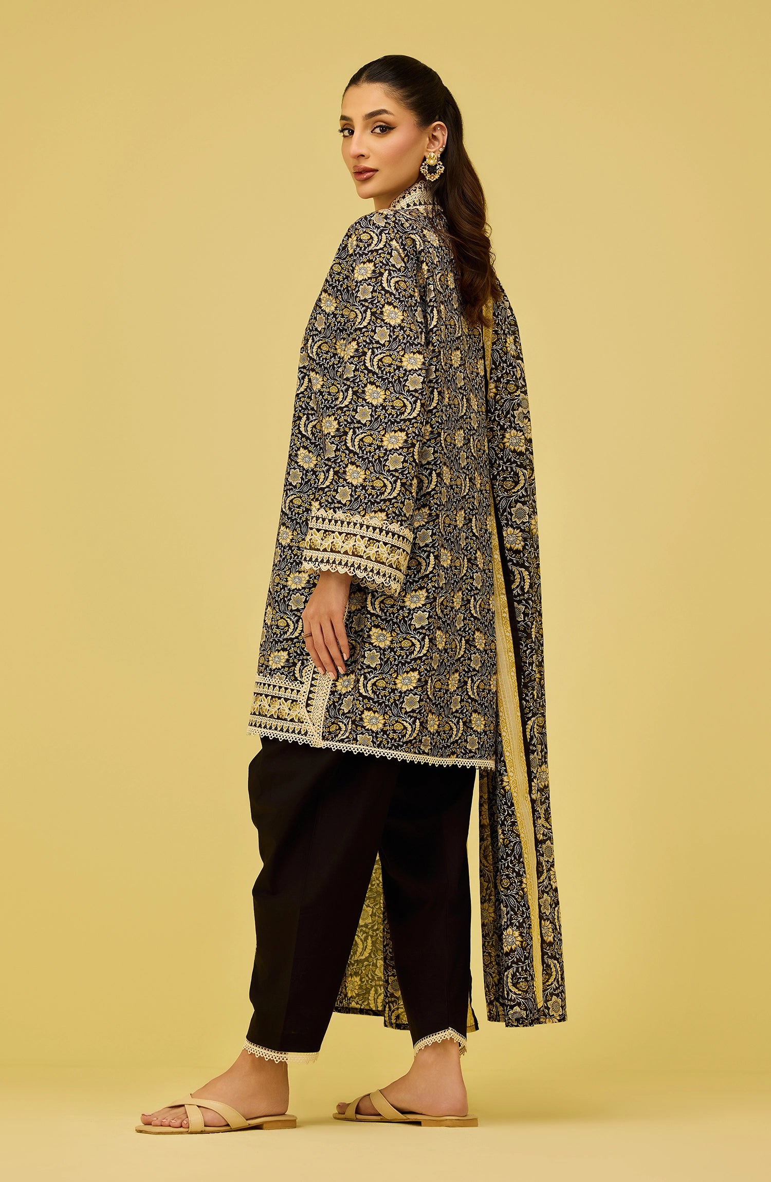 Unstitched | 3 Piece | Printed | Lawn Shirt | OTL-20536/U BLACK DARK NIGHT