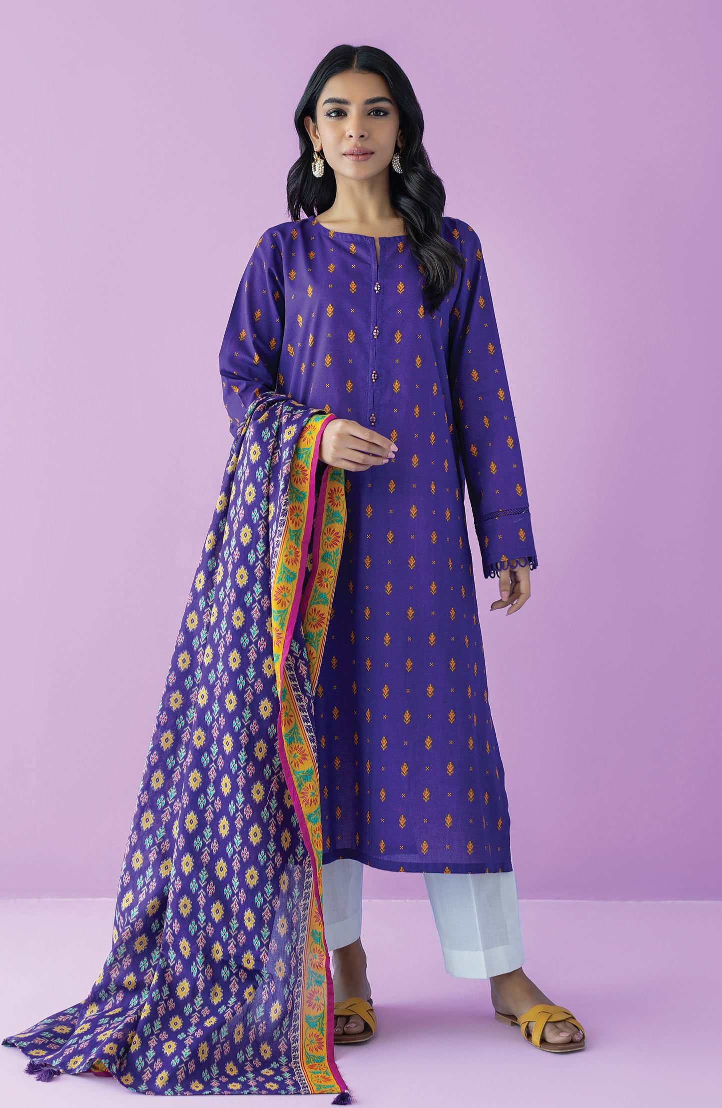 Unstitched | 3 Piece | Printed | Lawn Shirt | OTL-25-535/U PURPLE