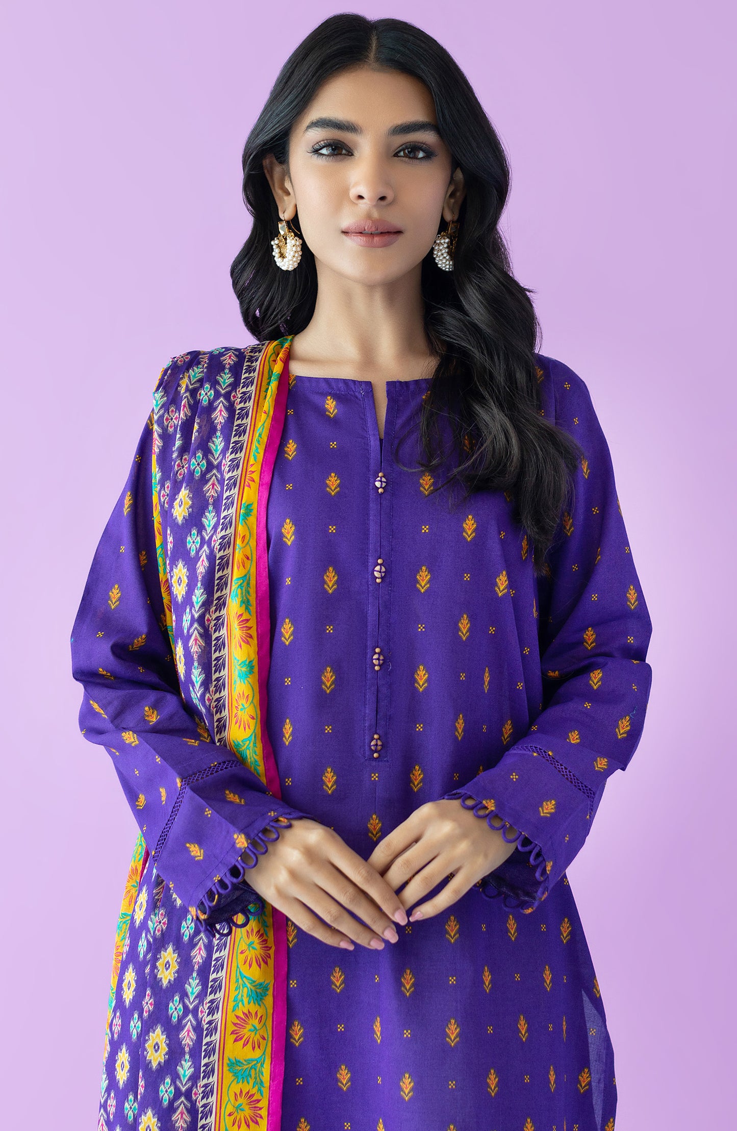 Unstitched | 3 Piece | Printed | Lawn Shirt | OTL-25-535/U PURPLE