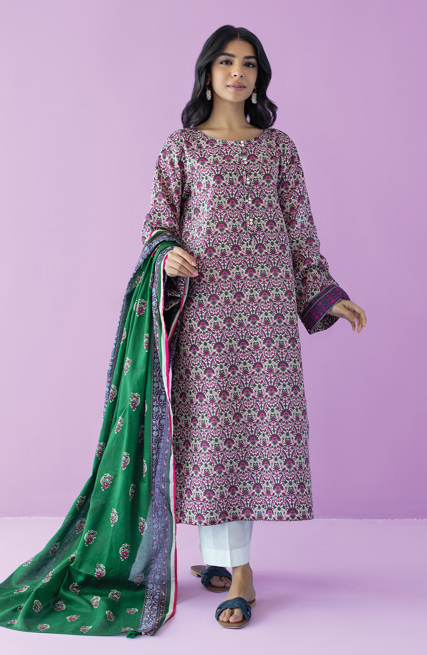 Unstitched | 3 Piece | Printed | Lawn Shirt | OTL-25-536/U BEIGE
