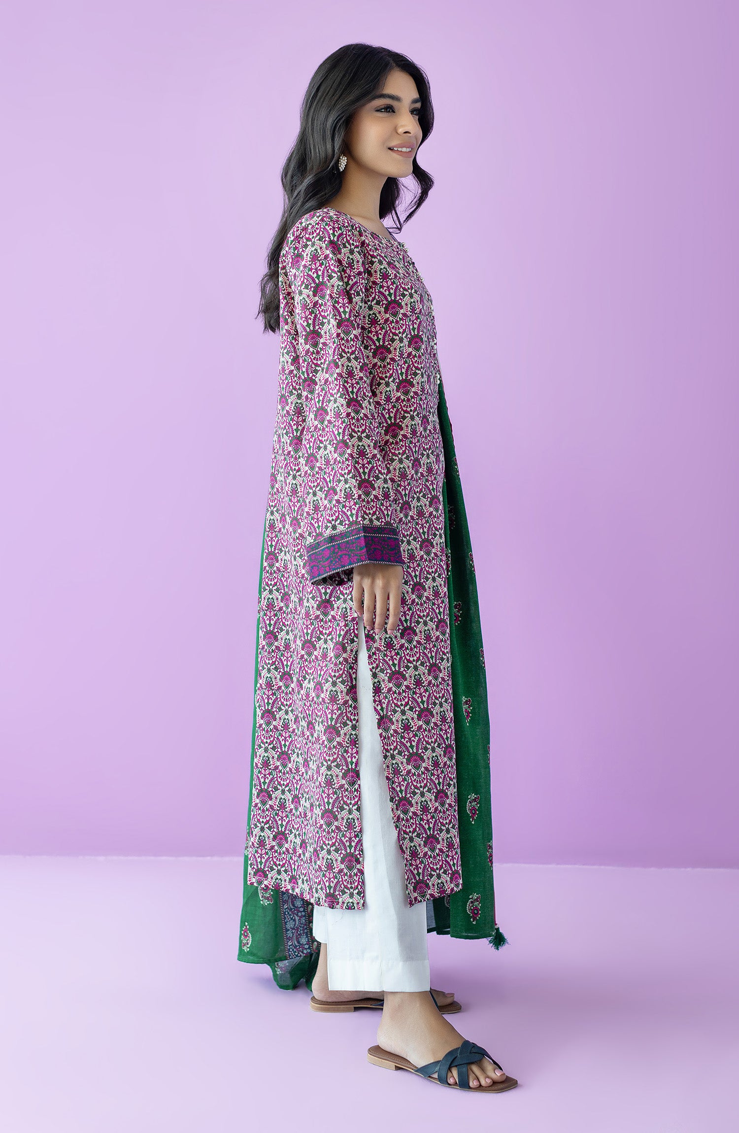 Unstitched | 3 Piece | Printed | Lawn Shirt | OTL-25-536/U BEIGE