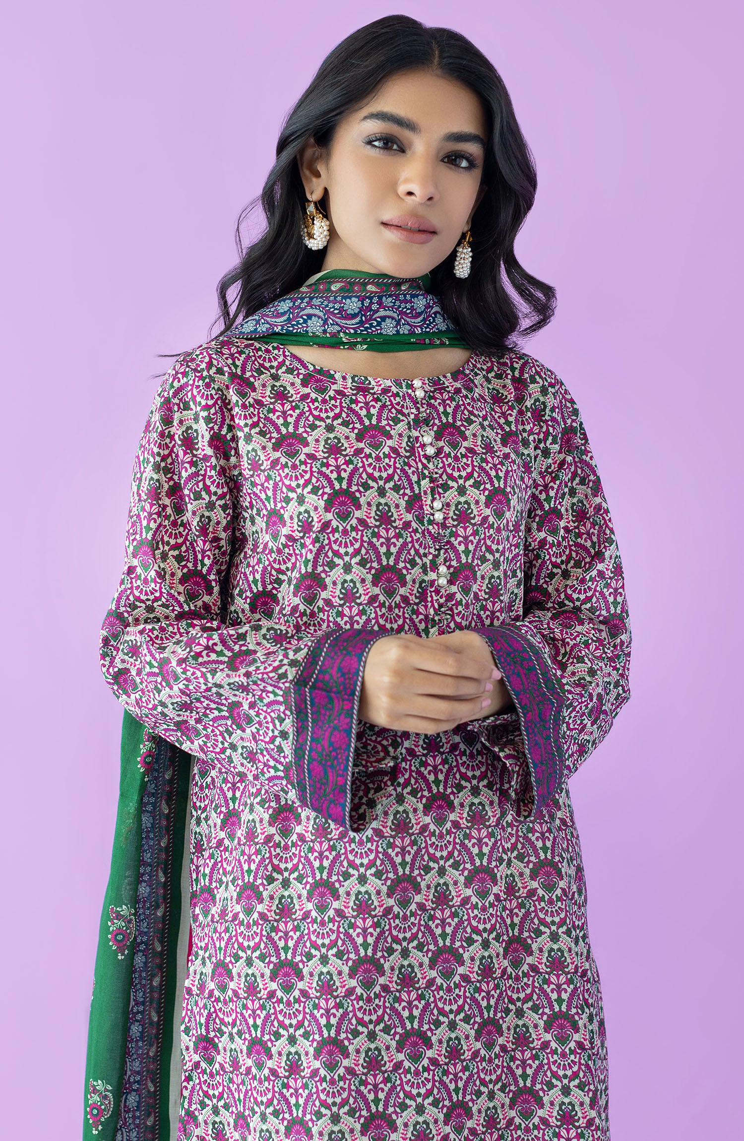 Unstitched | 3 Piece | Printed | Lawn Shirt | OTL-25-536/U BEIGE