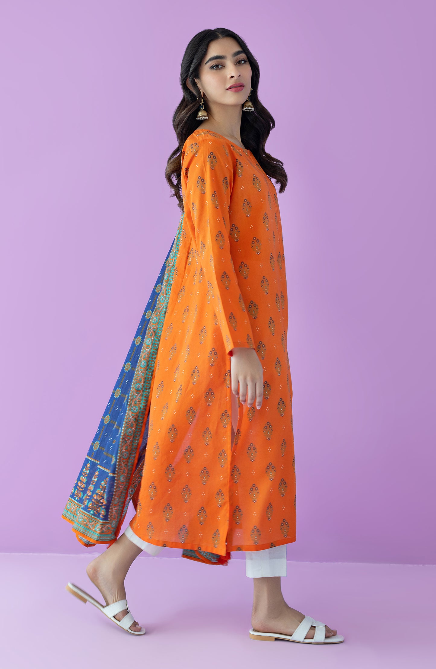 Unstitched | 3 Piece | Printed | Lawn Shirt | OTL-25-537/U ORANGE