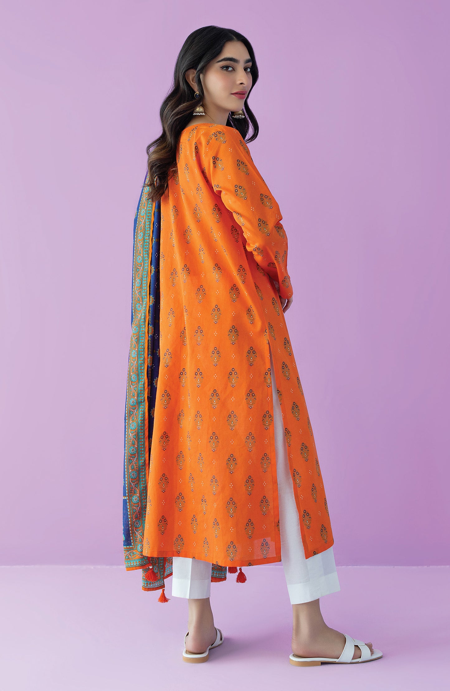 Unstitched | 3 Piece | Printed | Lawn Shirt | OTL-25-537/U ORANGE