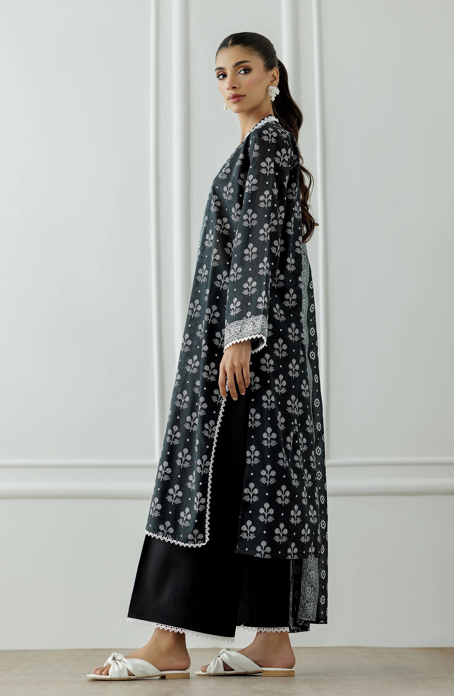 Unstitched | 3 Piece | Printed | Lawn Shirt | OTL-20755/U BLACK