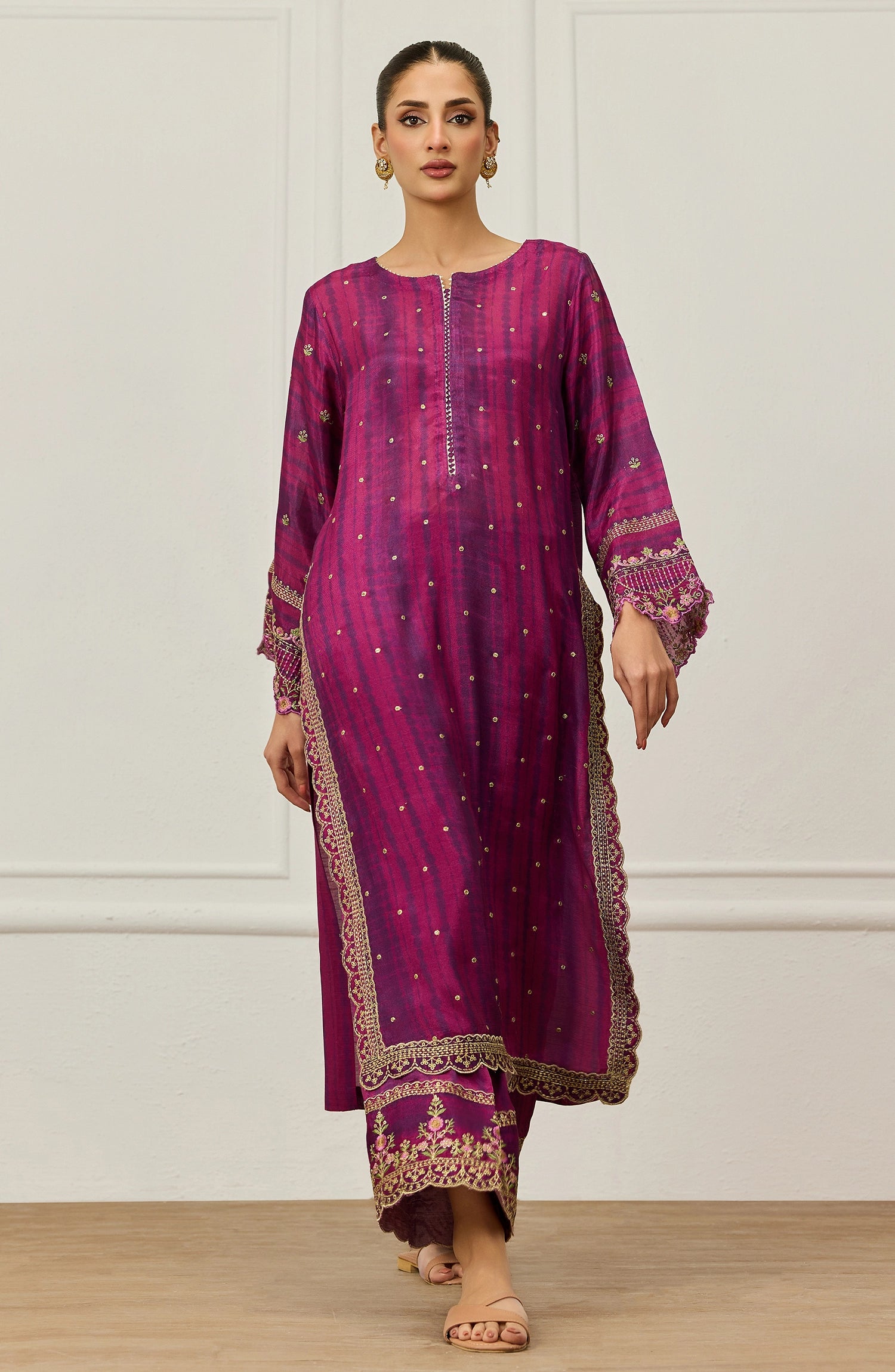 Stitched | 2 Piece | Embroidered | Raw Silk Shinny Shirt | WRHR25S-2048/S MAGENTA