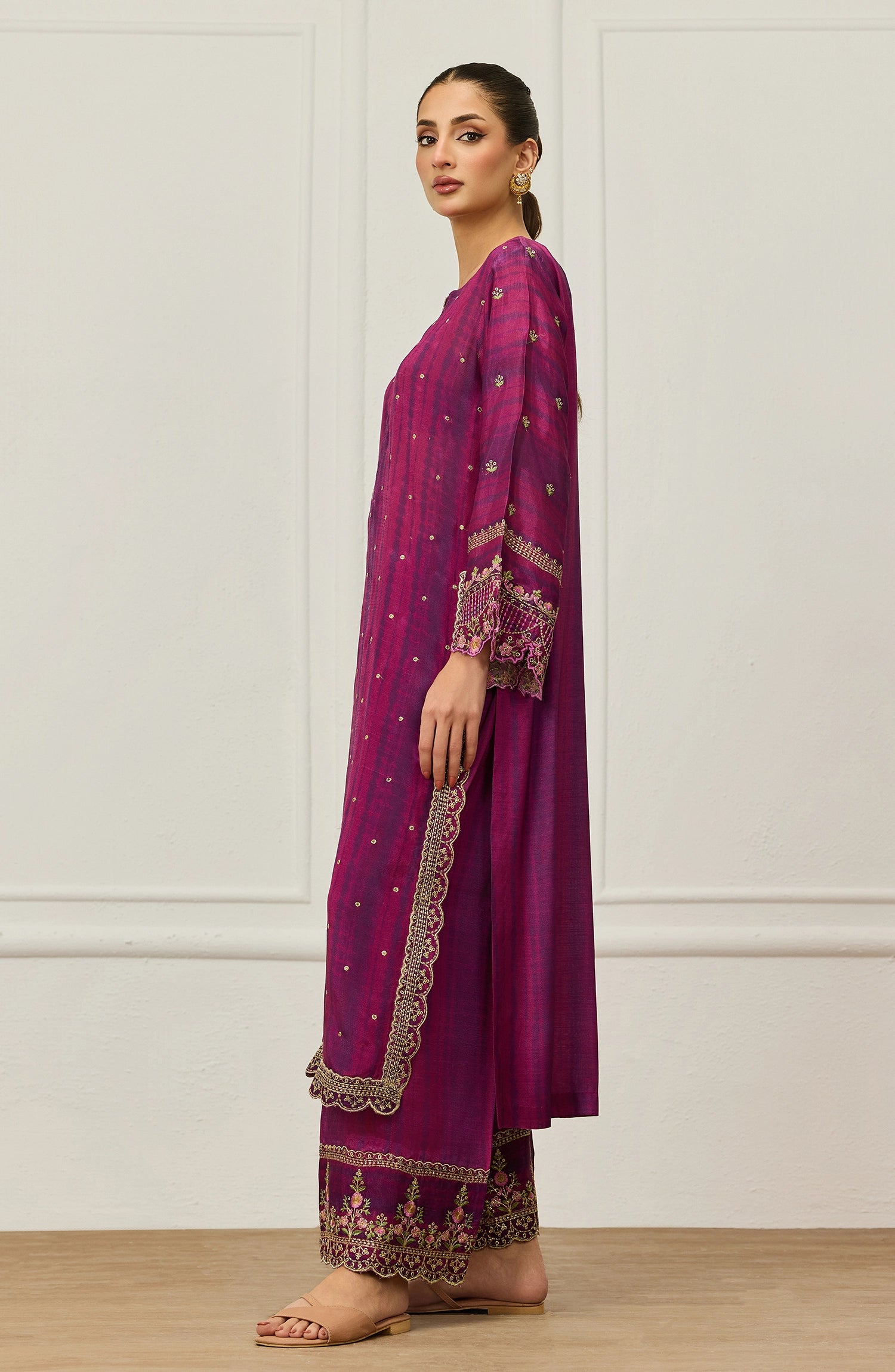 Stitched | 2 Piece | Embroidered | Raw Silk Shinny Shirt | WRHR25S-2048/S MAGENTA