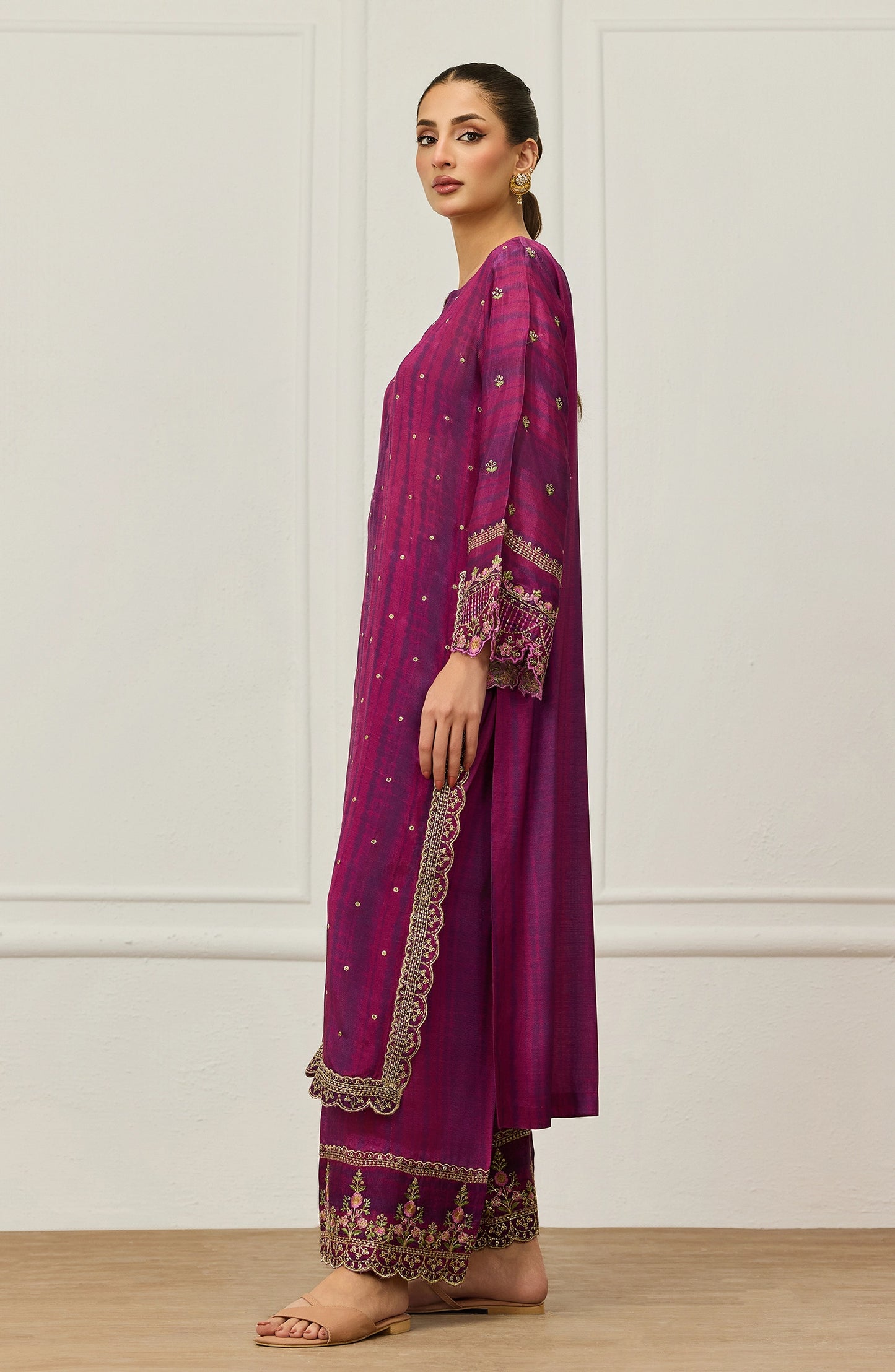 Stitched | 2 Piece | Embroidered | Raw Silk Shinny Shirt | WRHR25S-2048/S MAGENTA