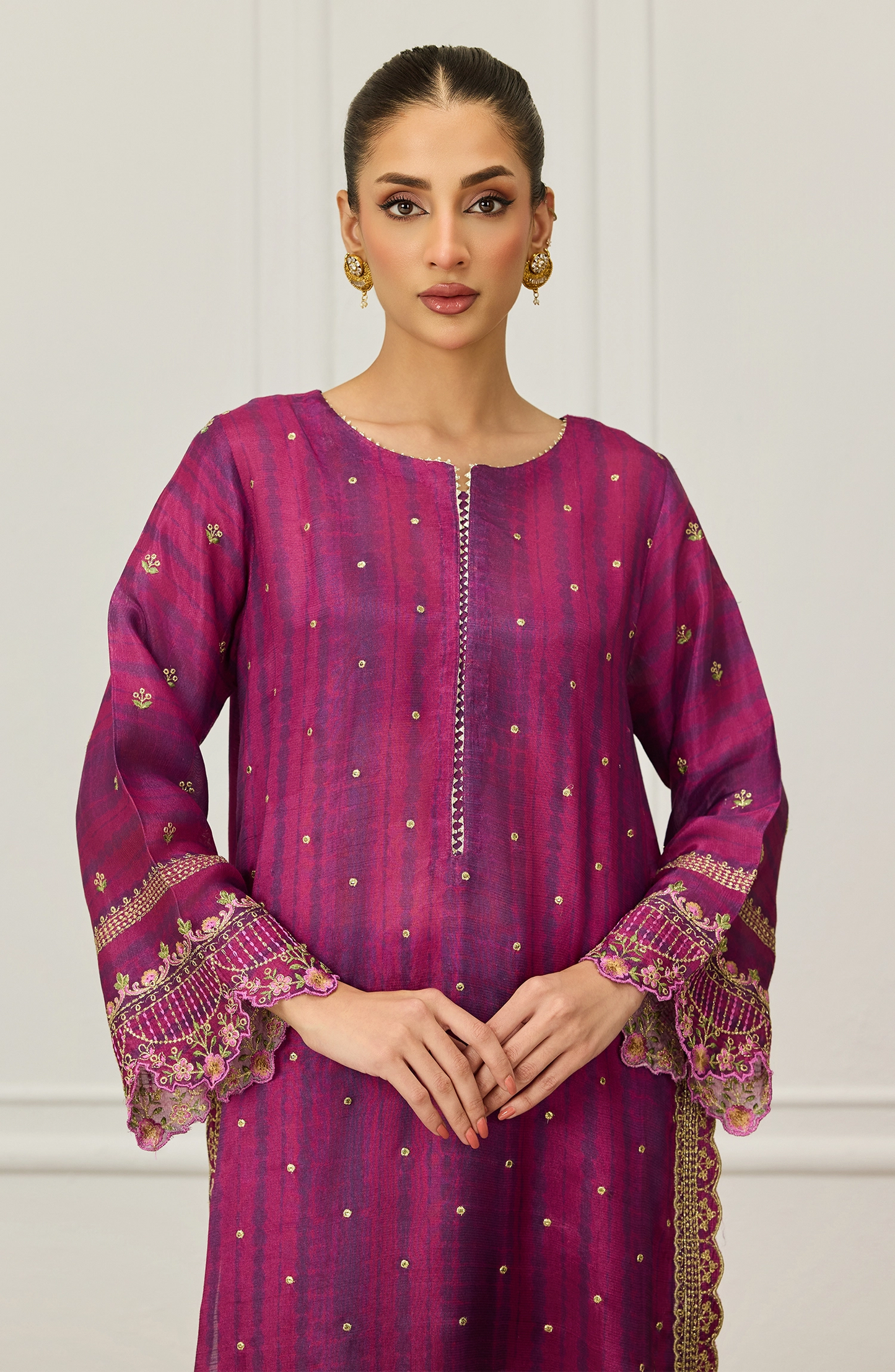 Stitched | 2 Piece | Embroidered | Raw Silk Shinny Shirt | WRHR25S-2048/S MAGENTA