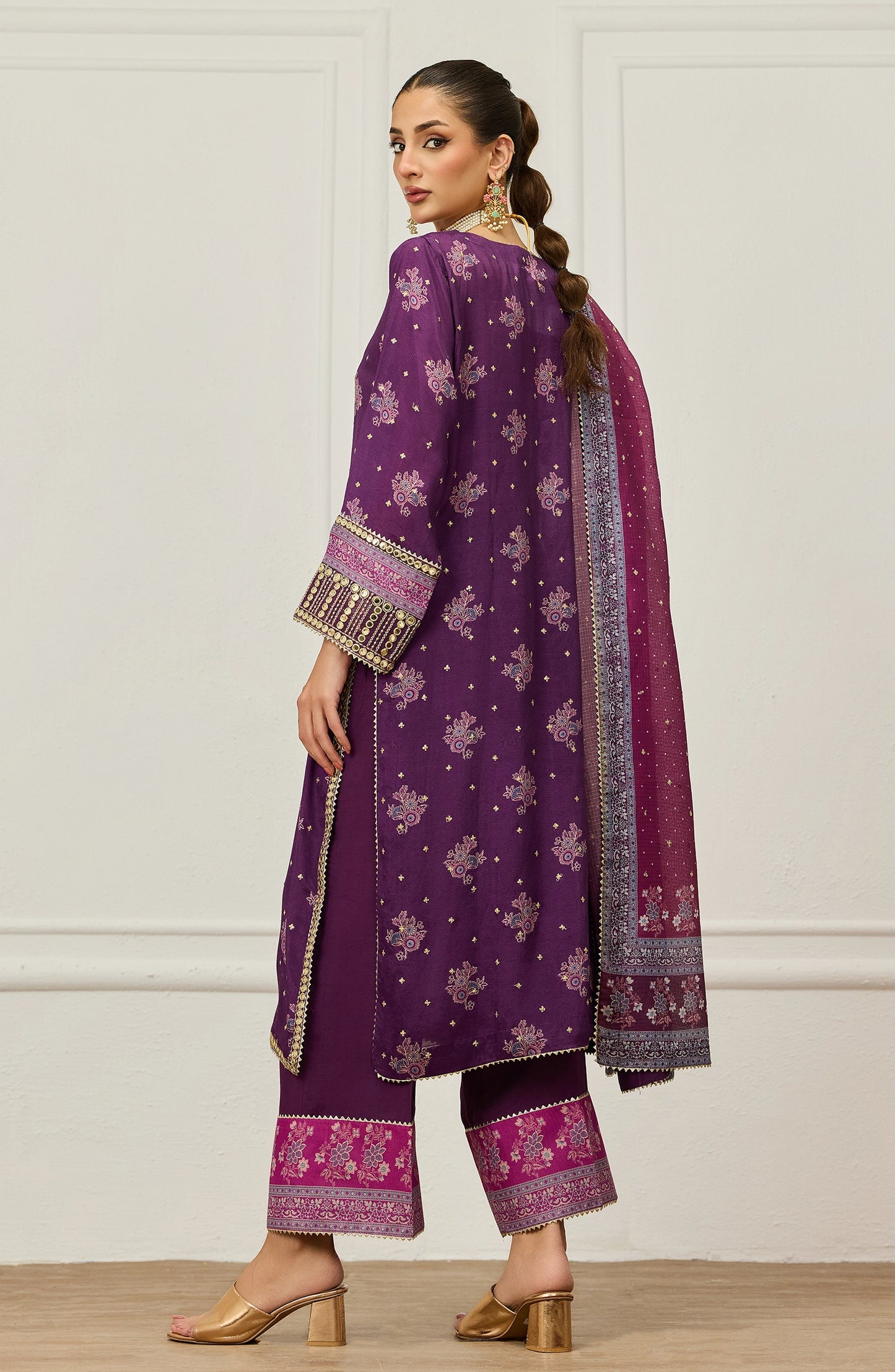 Stitched | 3 Piece | Embroidered | Raw Silk Shirt | WRFC25S-3028/S PURPLE