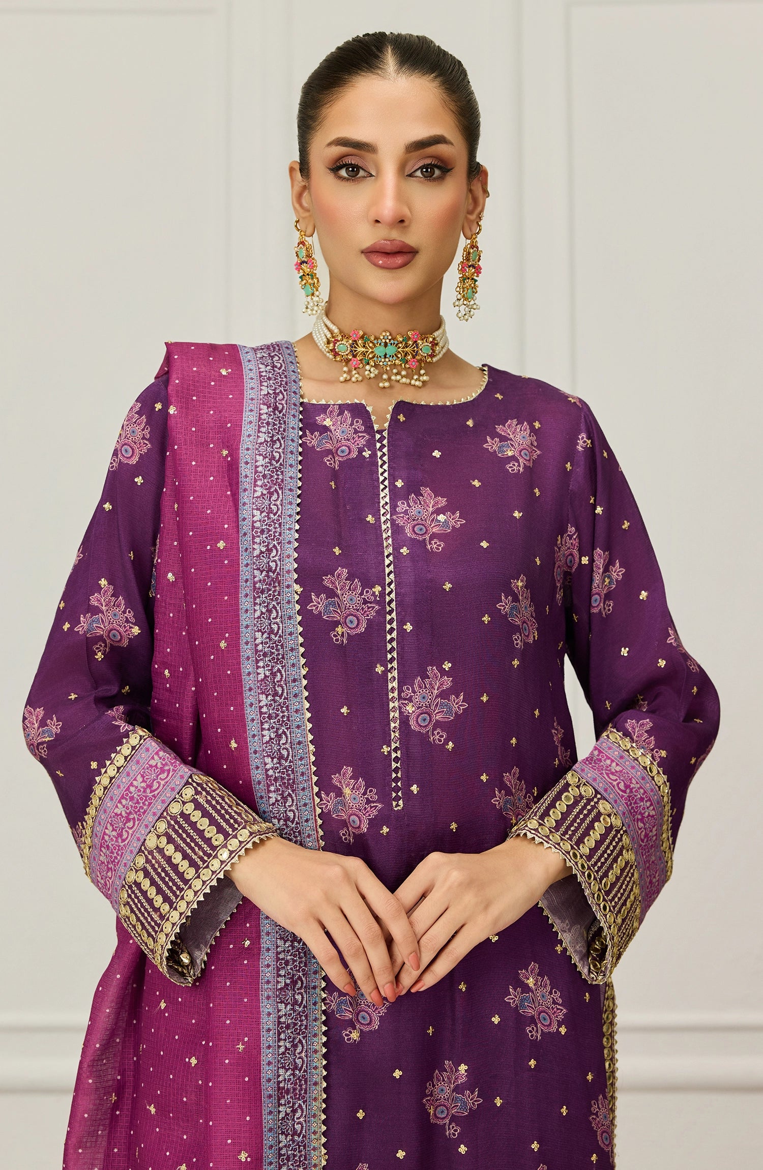 Stitched | 3 Piece | Embroidered | Raw Silk Shirt | WRFC25S-3028/S PURPLE