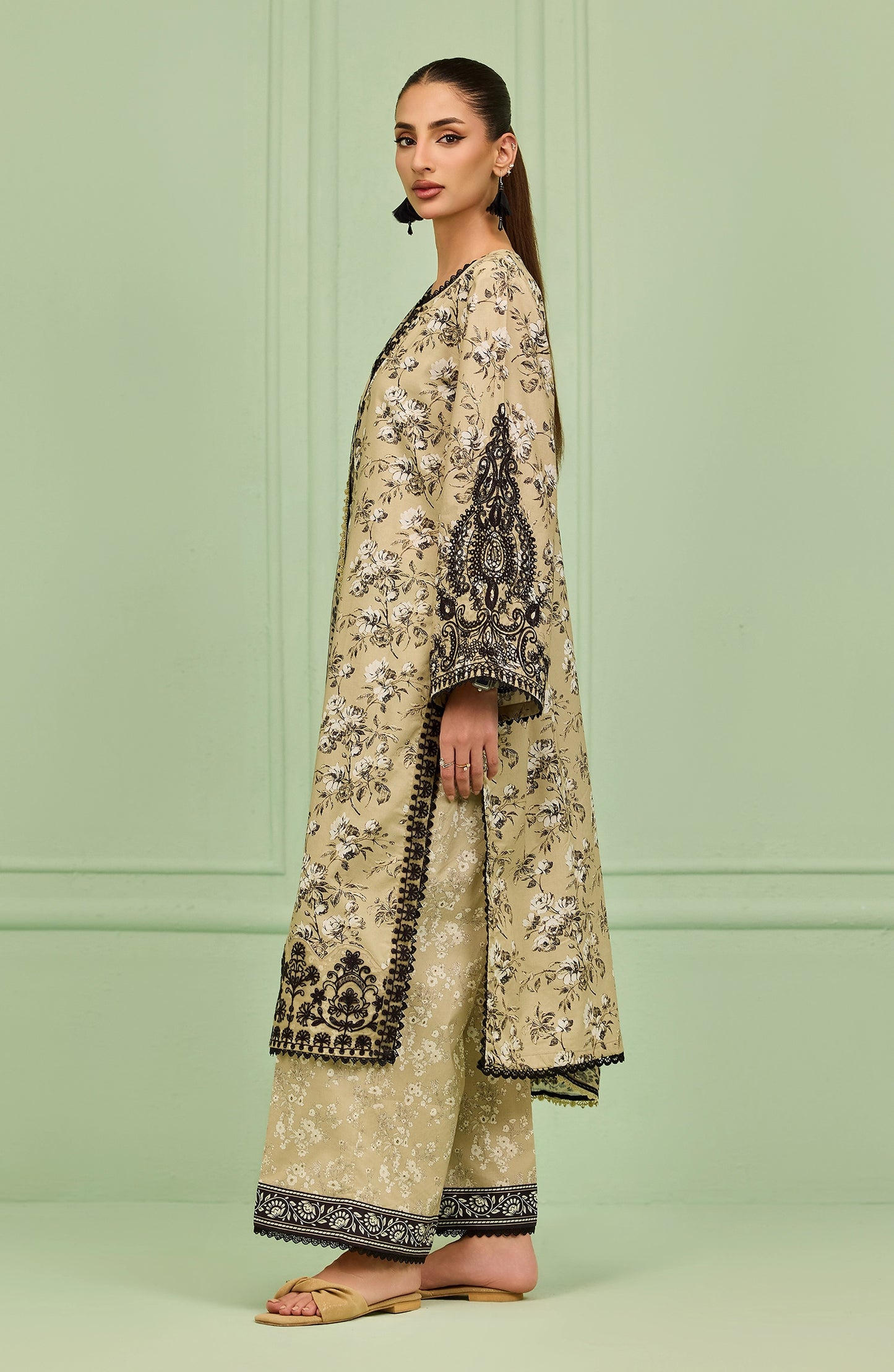 Stitched | 3 Piece | Printed Embroidered | Lawn Shirt | OTL-20506/S BEIGE