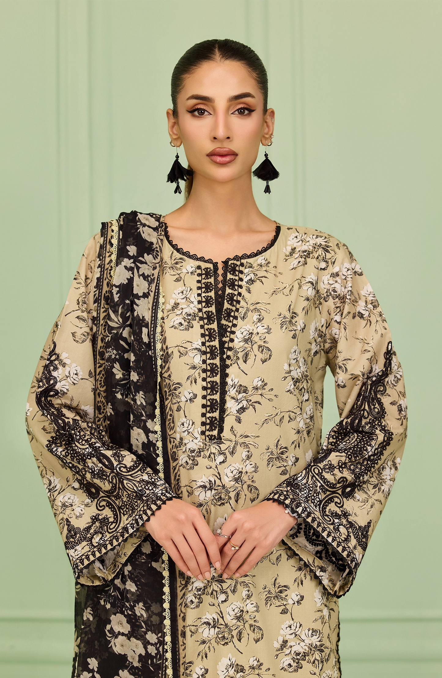 Stitched | 3 Piece | Printed Embroidered | Lawn Shirt | OTL-20506/S BEIGE
