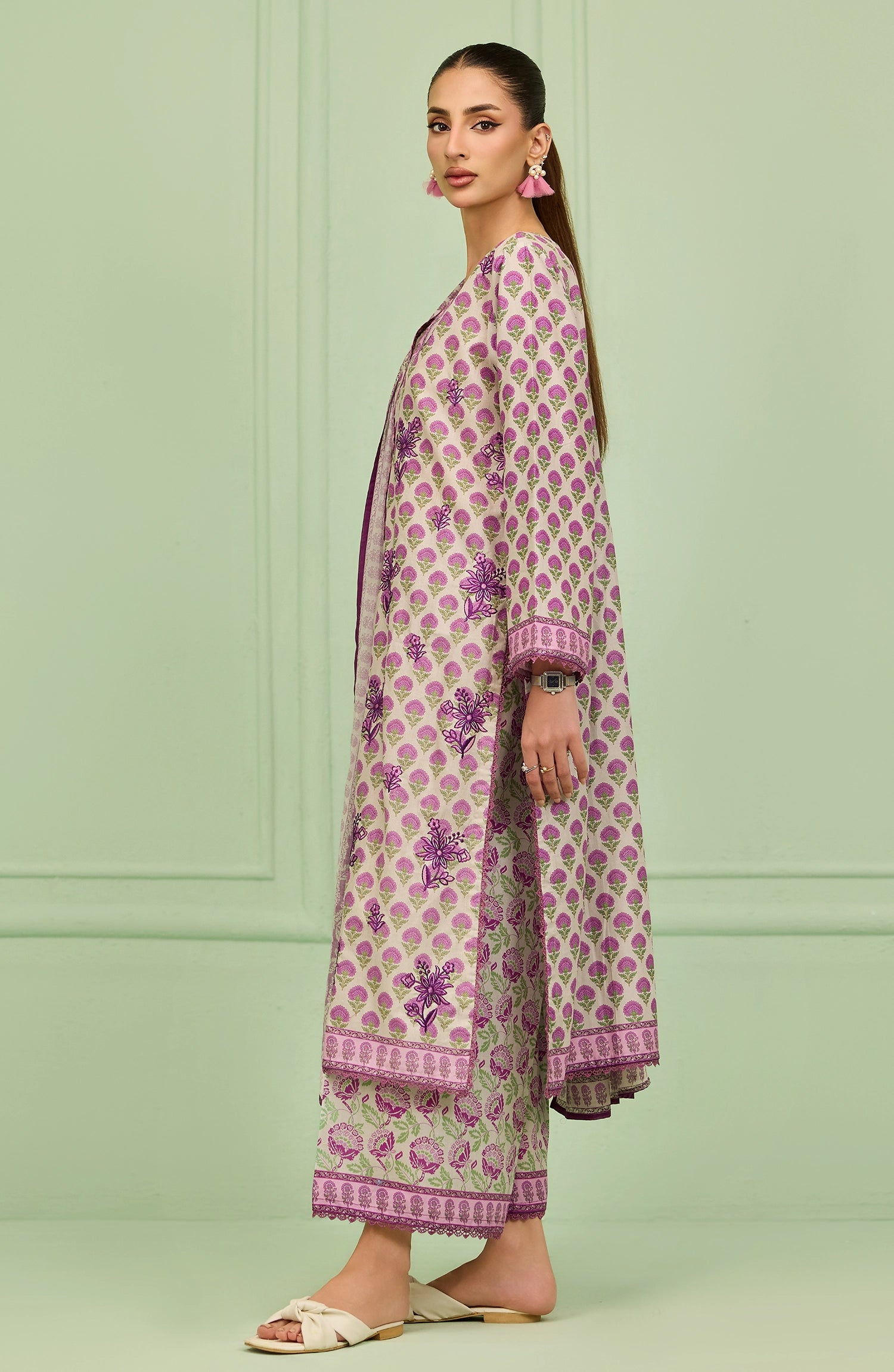 Unstitched | 3 Piece | Printed Embroidered | Lawn Shirt | OTL-20376/U BEIGE