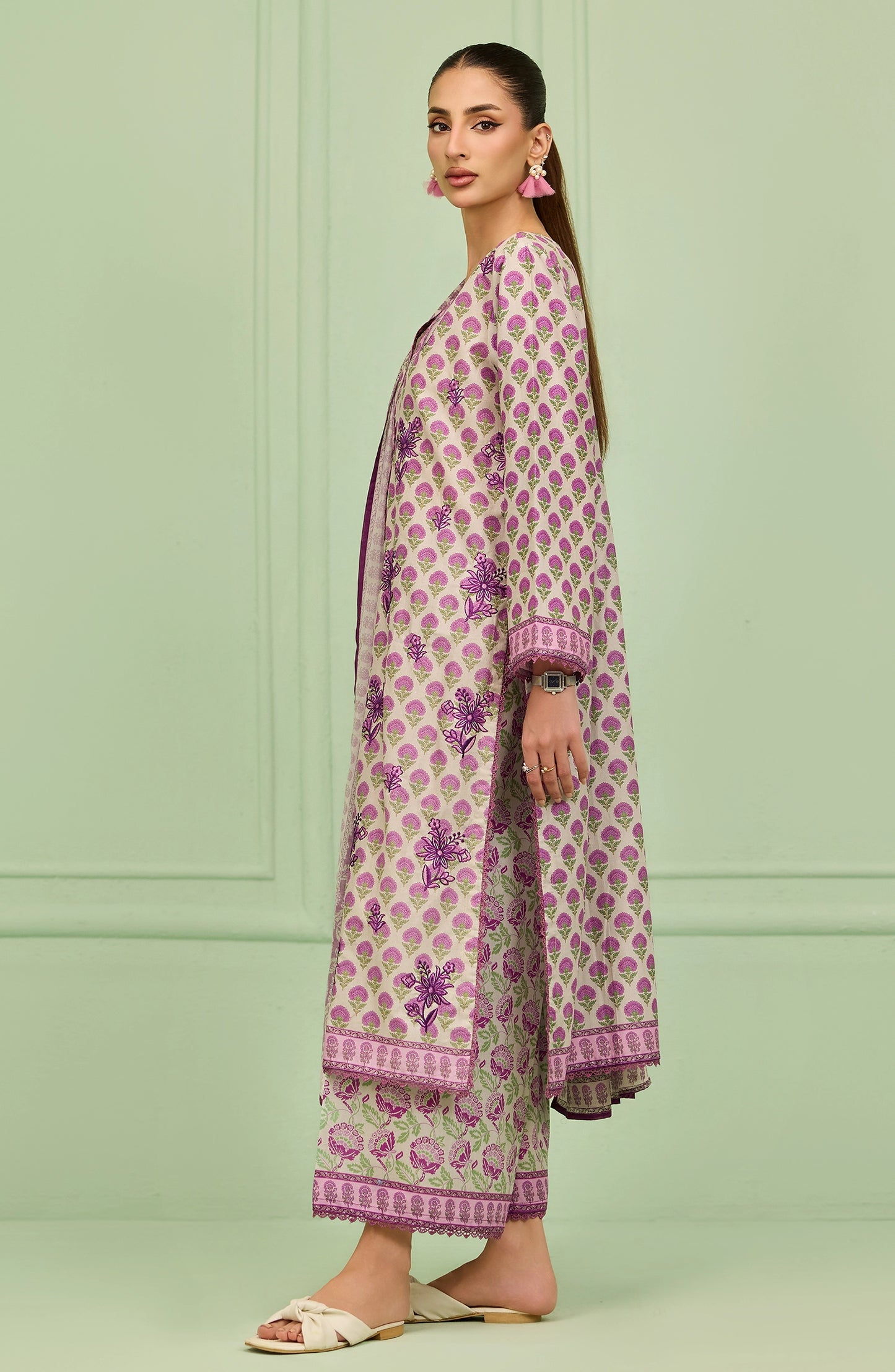 Unstitched | 3 Piece | Printed Embroidered | Lawn Shirt | OTL-20376/U BEIGE