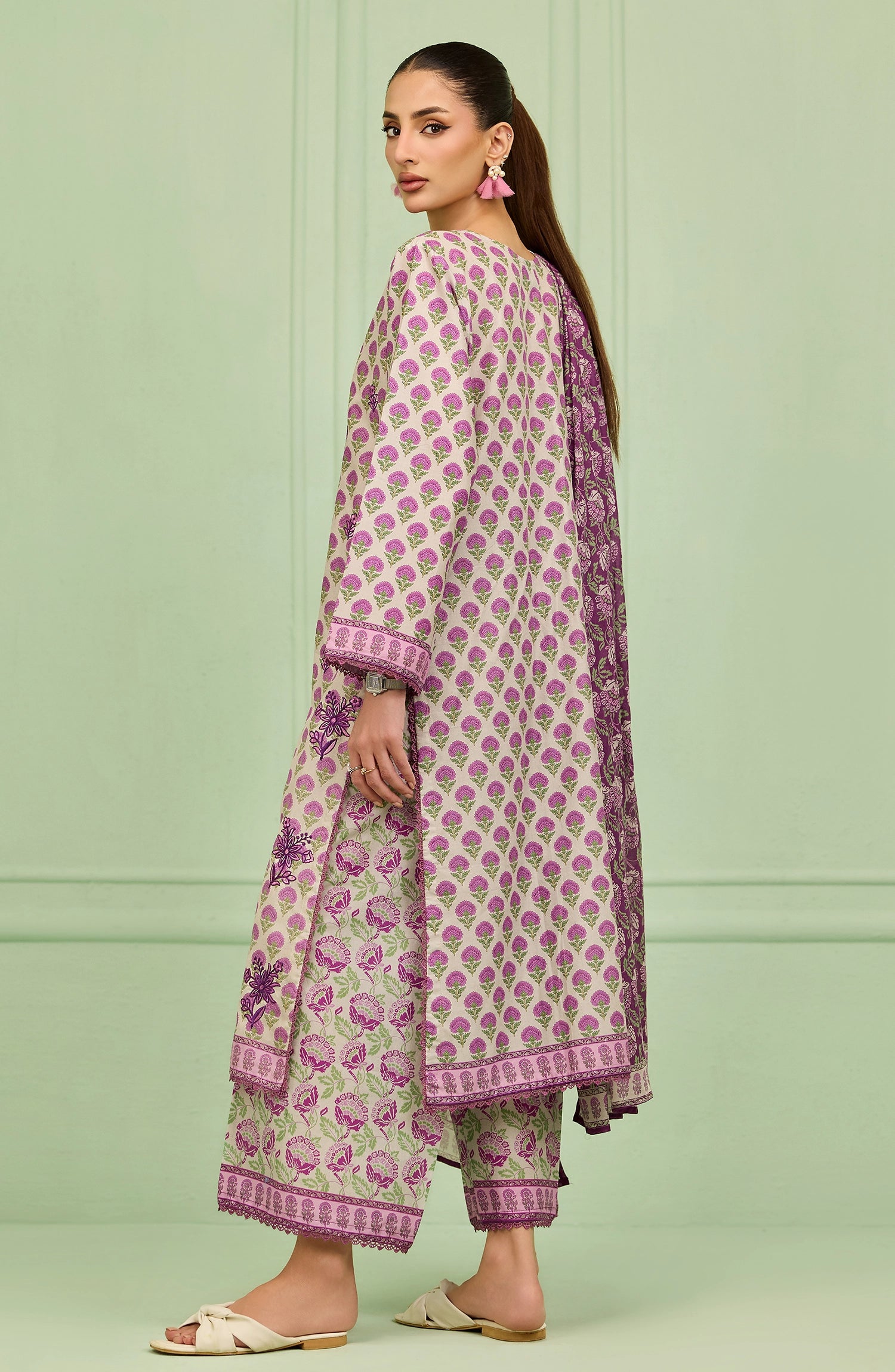 Unstitched | 3 Piece | Printed Embroidered | Lawn Shirt | OTL-20376/U BEIGE