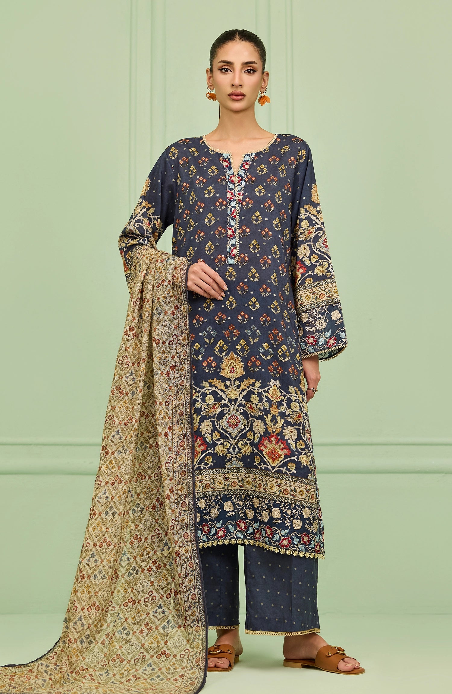 Stitched | 3 Piece | Embroidered | Lawn Jacquard Shirt | WRHL26S-3003/S GREEN | NURE (LIMITED EDITION)