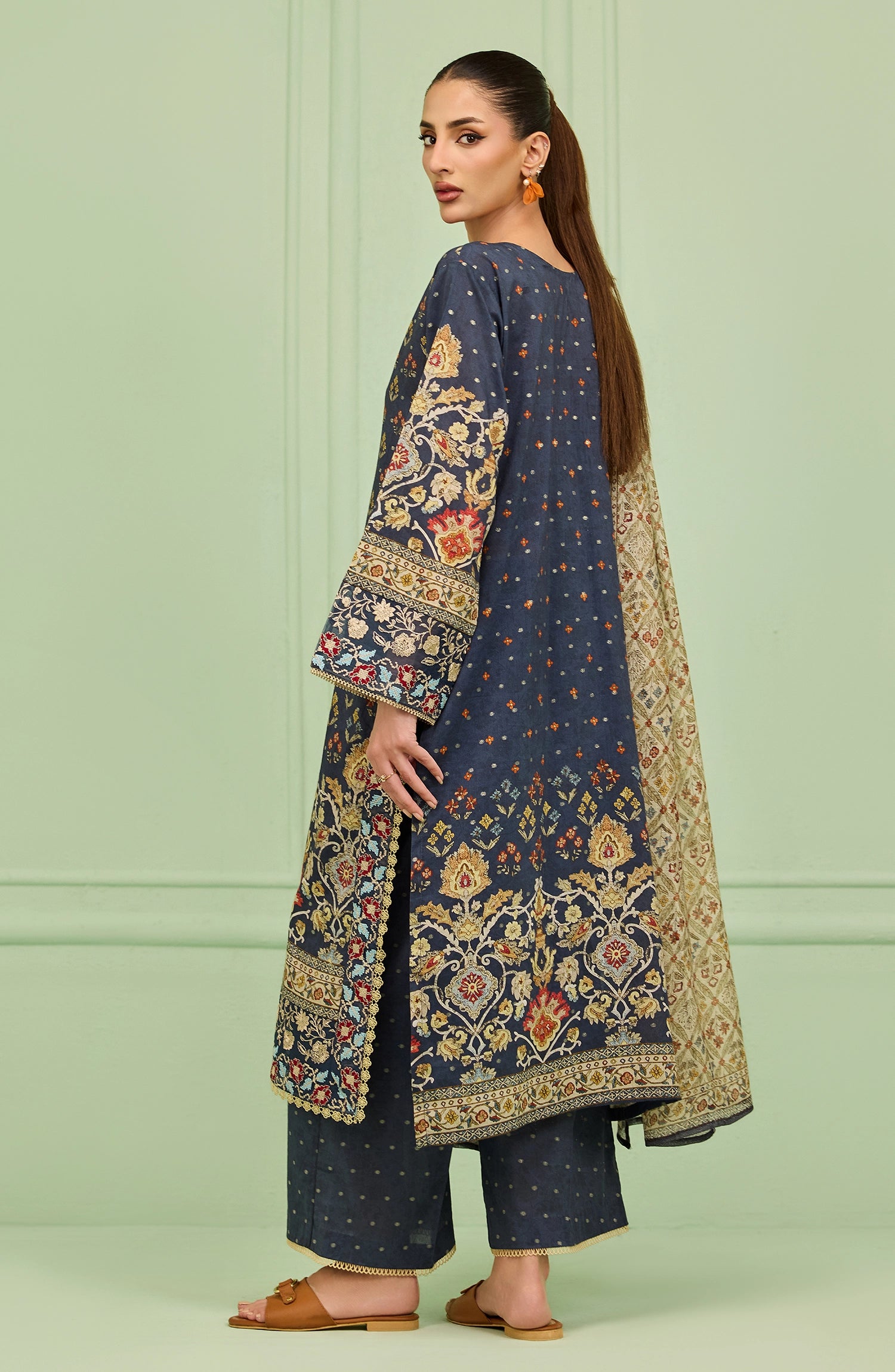 Stitched | 3 Piece | Embroidered | Lawn Jacquard Shirt | WRHL26S-3003/S GREEN | NURE (LIMITED EDITION)